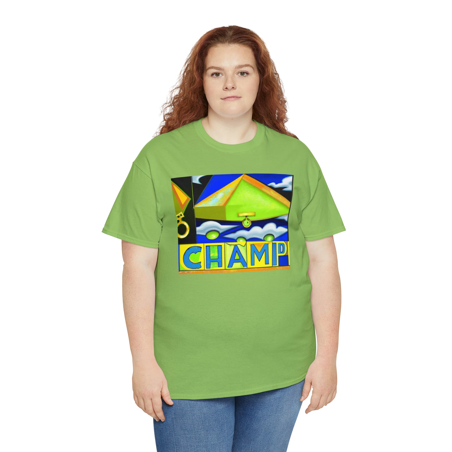 CHAMP UFO 11 - Cubist Style - AI Art - Gildan Heavy Cotton Tee