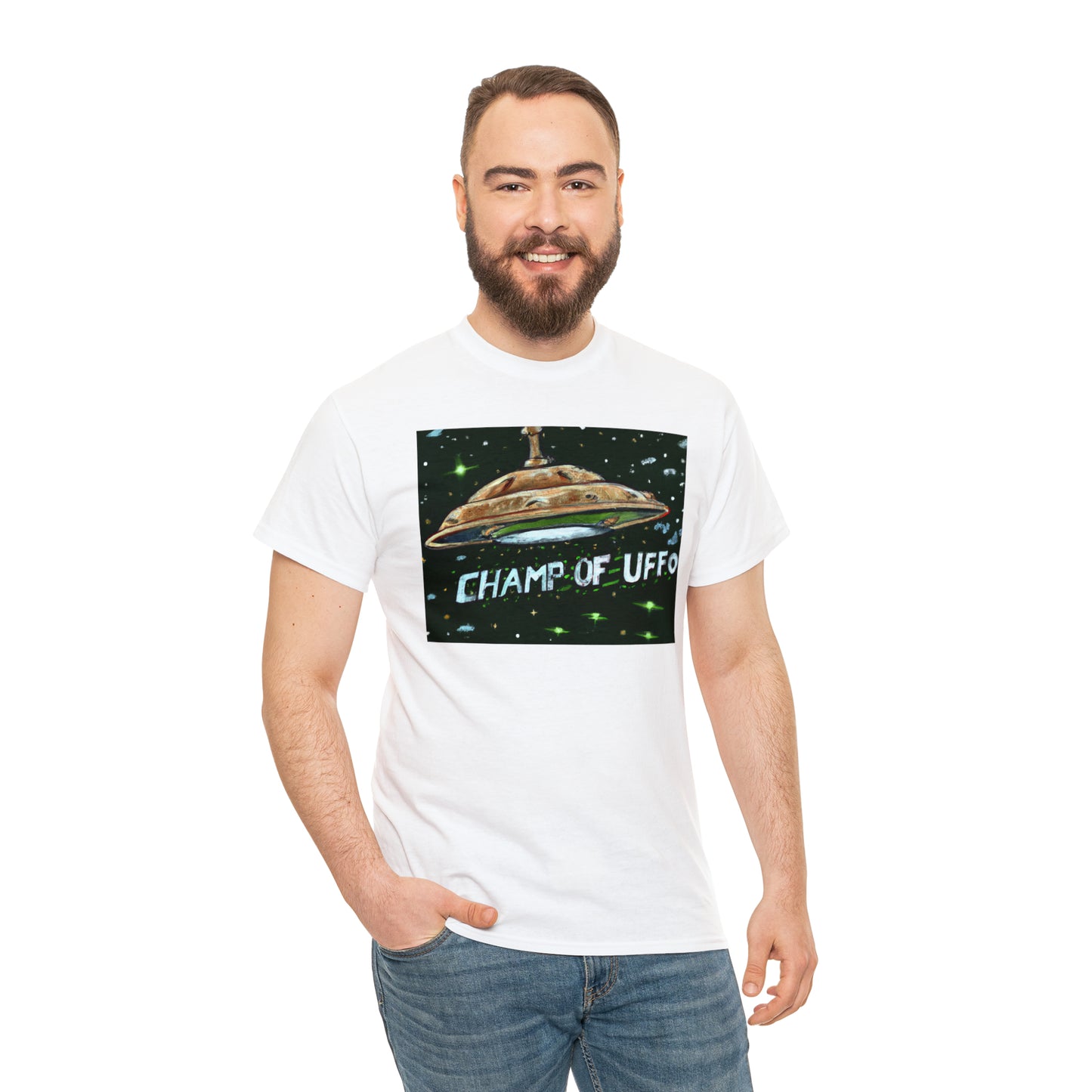 CHAMP OF UFFO (UFO 7) - Medeival Style Art - AI Art - Gildan Heavy Cotton Tee