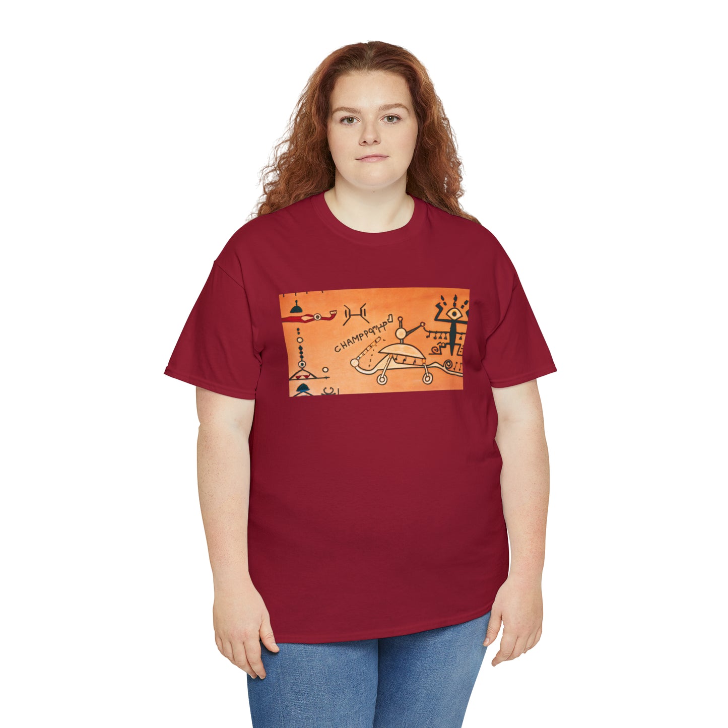 Heiroglyphic Spaceship - AI Art - Gildan Heavy Cotton Tee