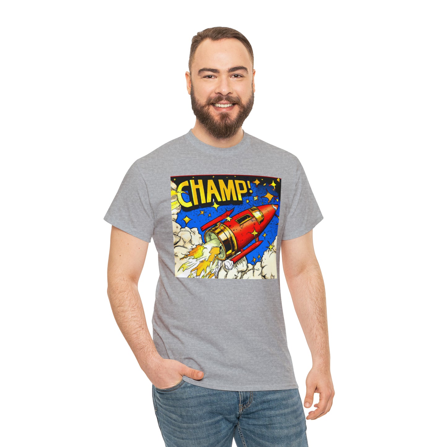 CHAMP! Spaceship 4 - 1700's Comic Style - AI Art - Gildan Heavy Cotton Tee