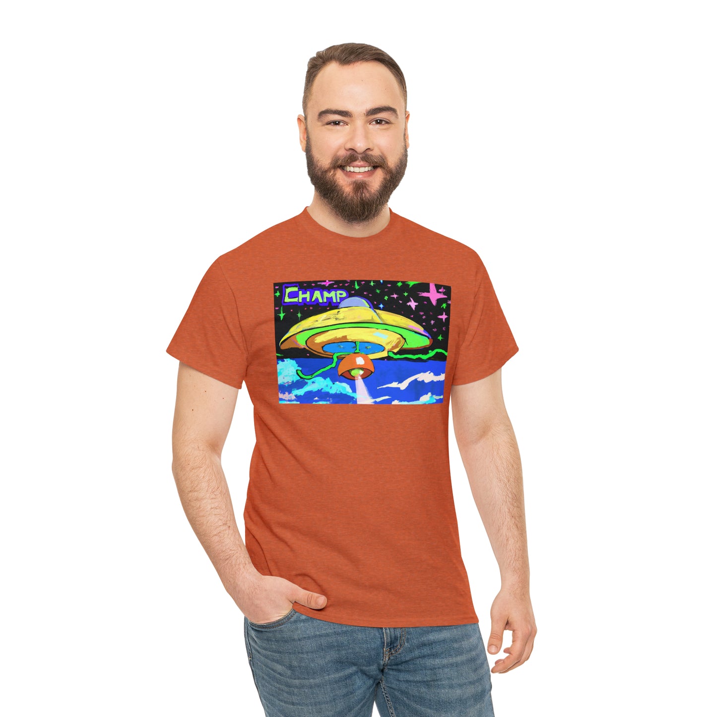 CHAMP UFO 15 - Post-Modern Style - AI Art - Gildan Heavy Cotton Tee