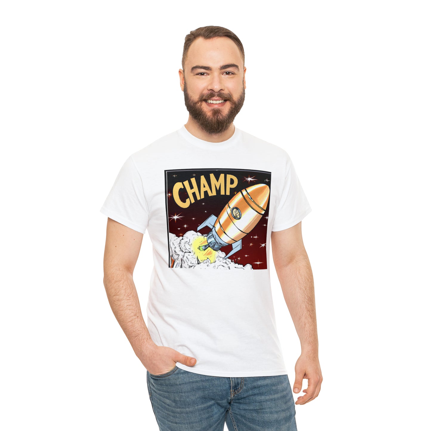 CHAMP Spaceship 12 - 1800's Style Comic Art - AI Art - Gildan Heavy Cotton Tee