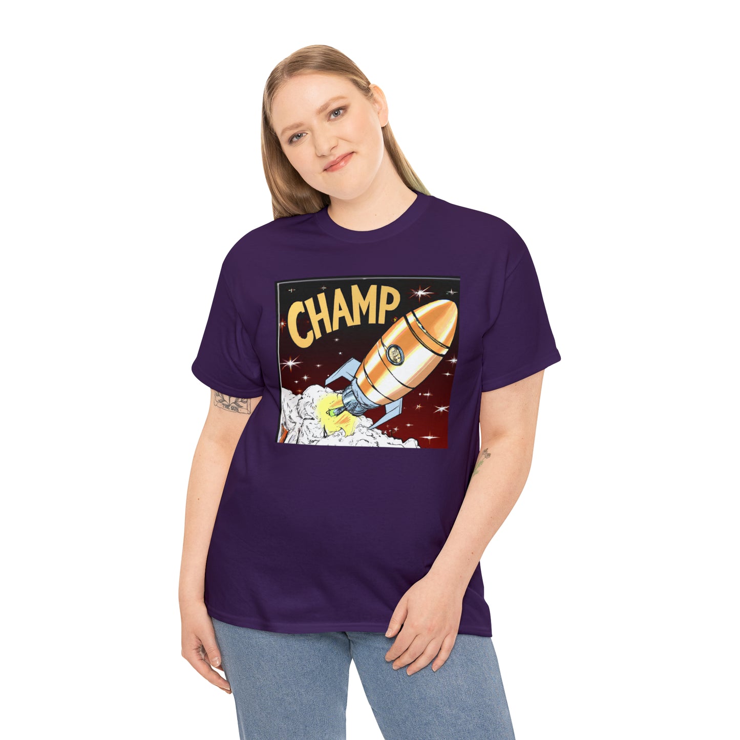 CHAMP Spaceship 12 - 1800's Style Comic Art - AI Art - Gildan Heavy Cotton Tee