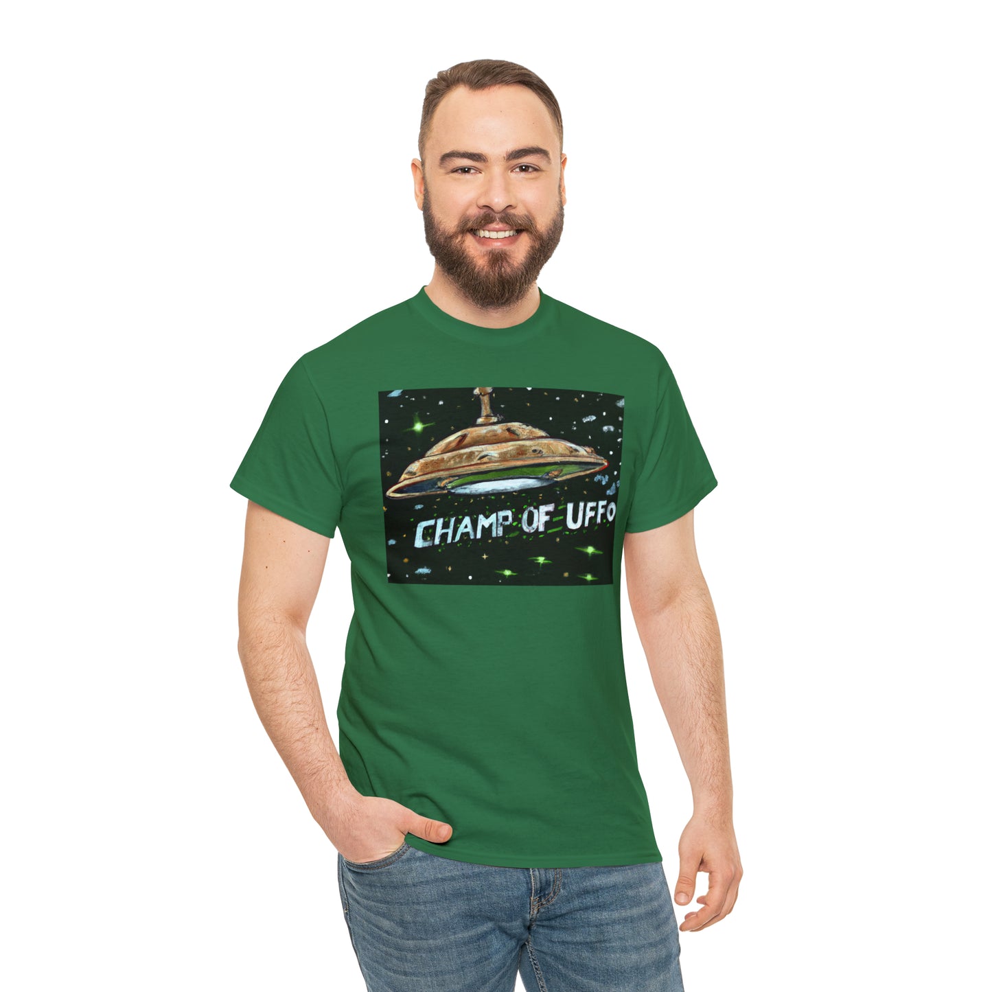 CHAMP OF UFFO (UFO 7) - Medeival Style Art - AI Art - Gildan Heavy Cotton Tee