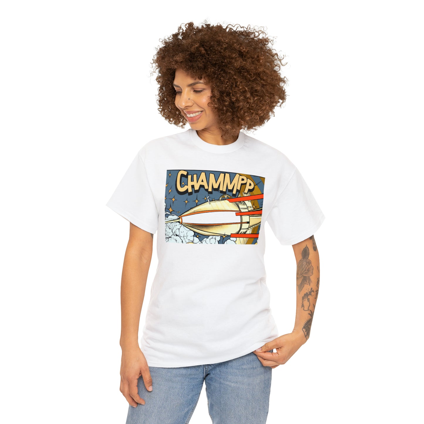 CHAMMPP Spaceship 2 - 1920's Style Comic - AI Art - Gildan Heavy Cotton Tee