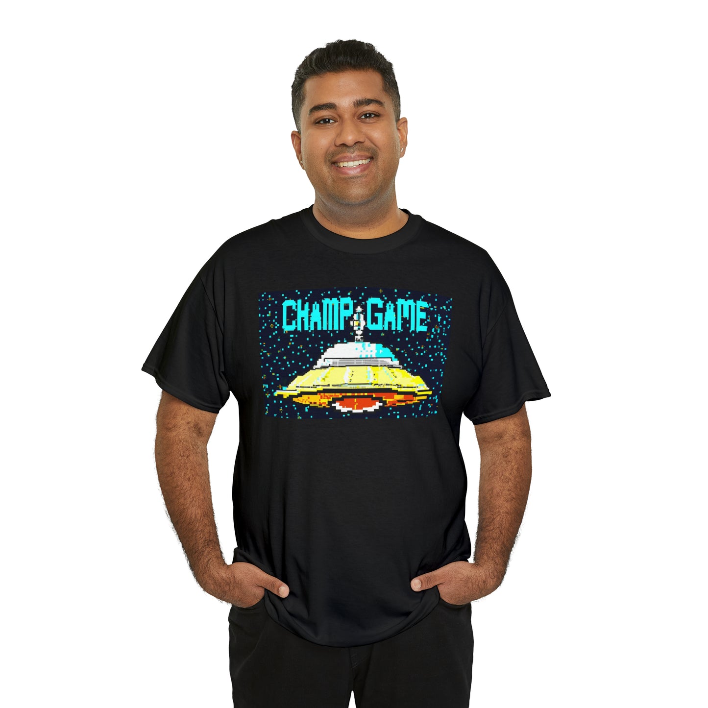 CHAMP GAME UFO 21 - 8-bit Style Pixel Art - AI Art - Gildan Heavy Cotton Tee