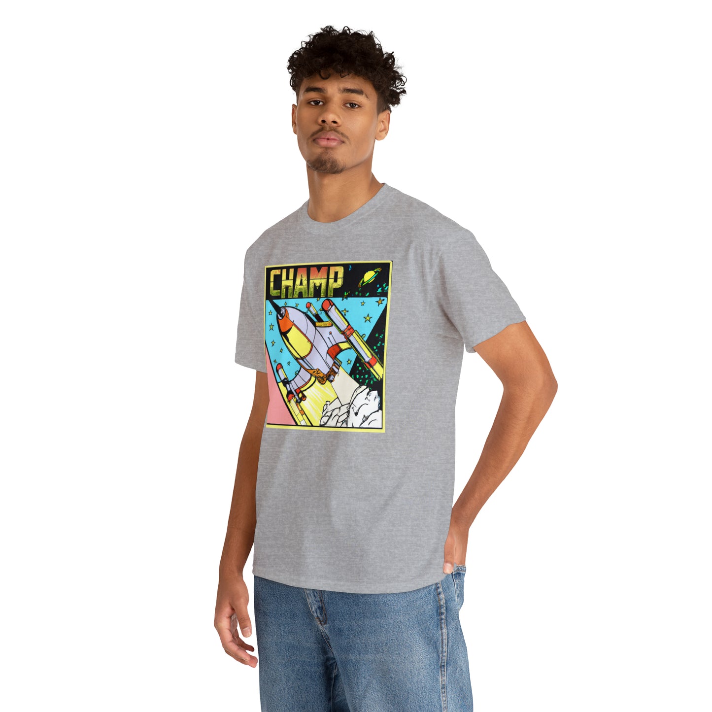 CHAMP Logo Spaceship 1 - 1980's Comic Book Style - AI Art - Gildan Heavy Cotton Tee