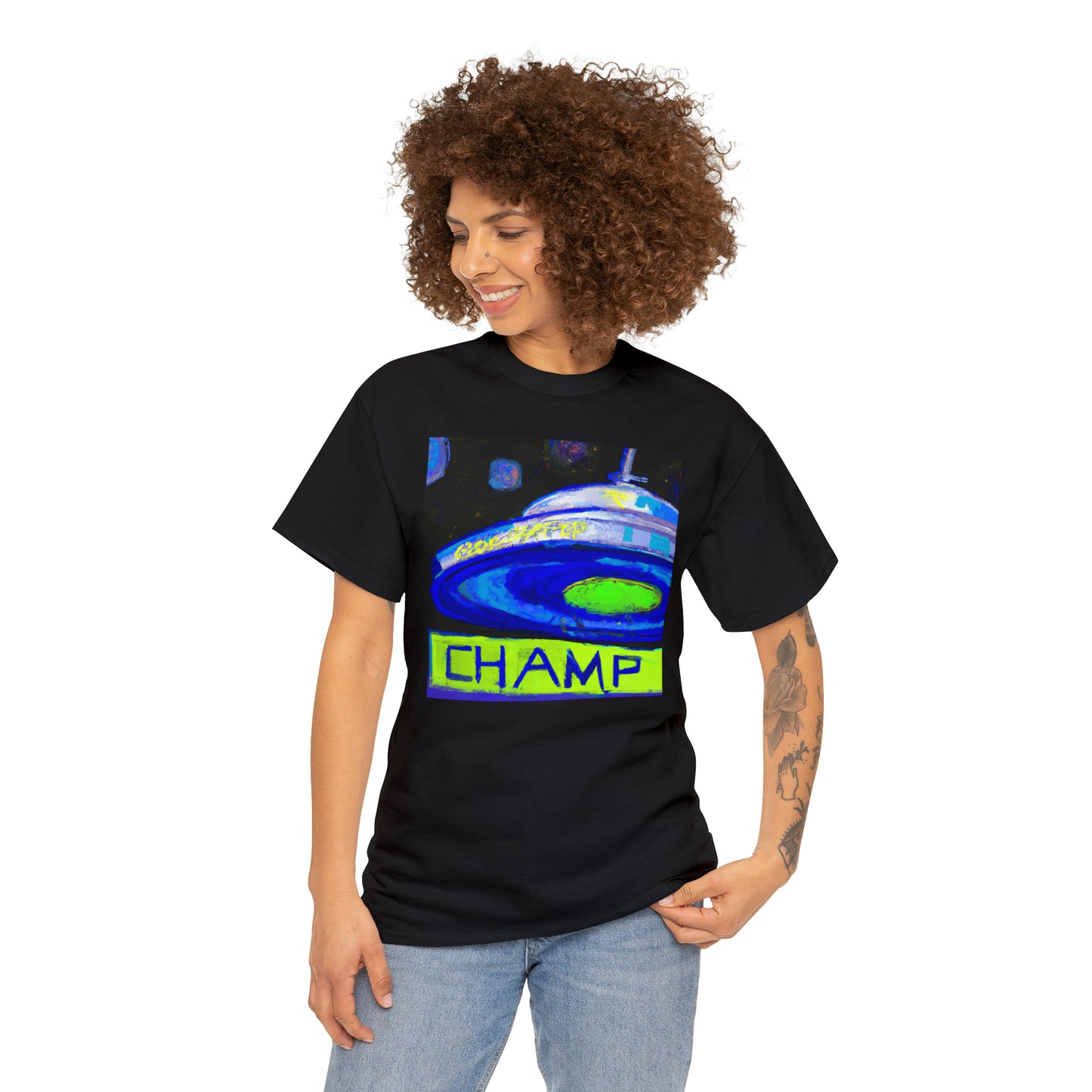 CHAMP UFO 12 - Post-Modern Style - AI Art - Gildan Heavy Cotton Tee