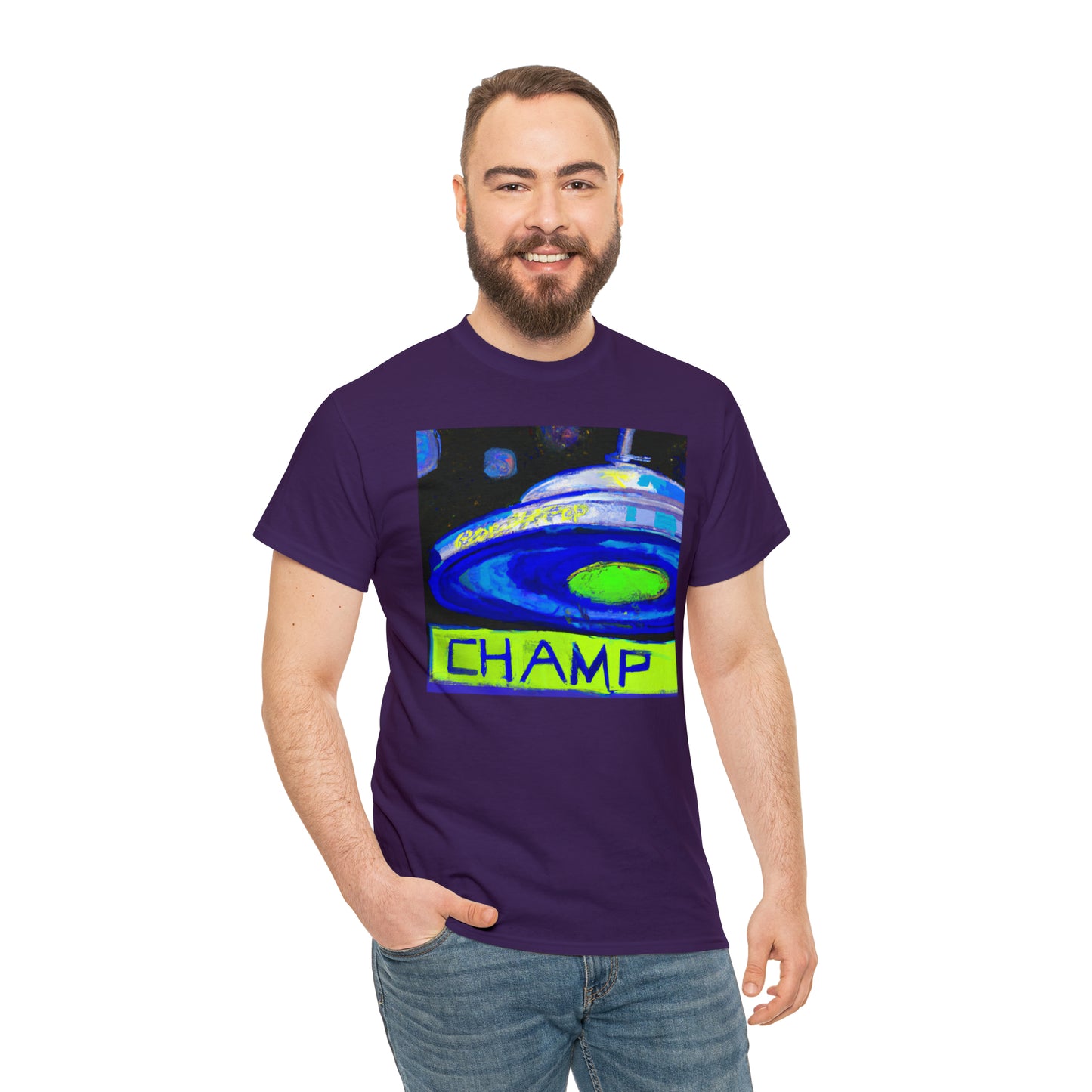 CHAMP UFO 12 - Post-Modern Style - AI Art - Gildan Heavy Cotton Tee