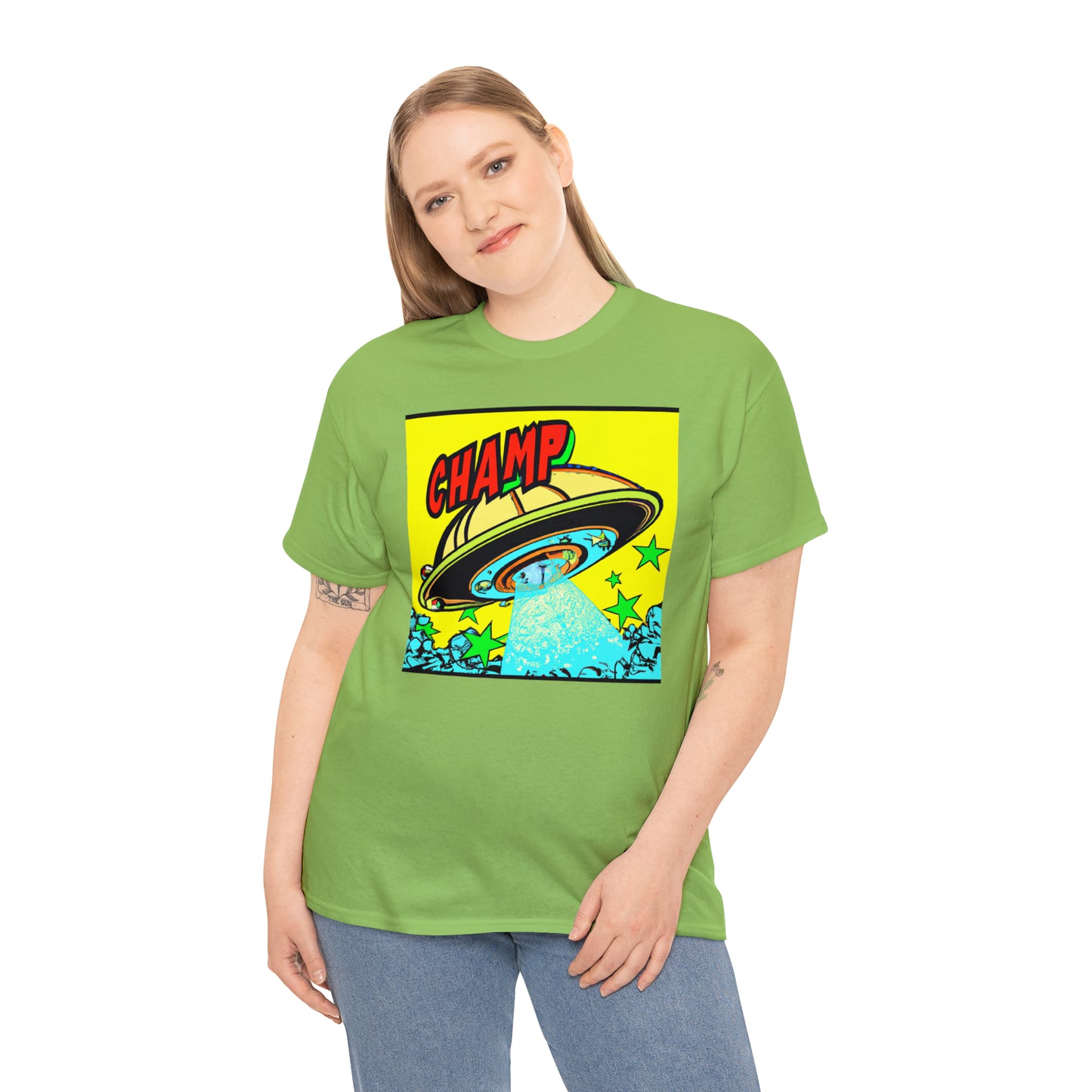 CHAMP UFO 18 - 1600's Style Comic Art - AI Art - Gildan Heavy Cotton Tee