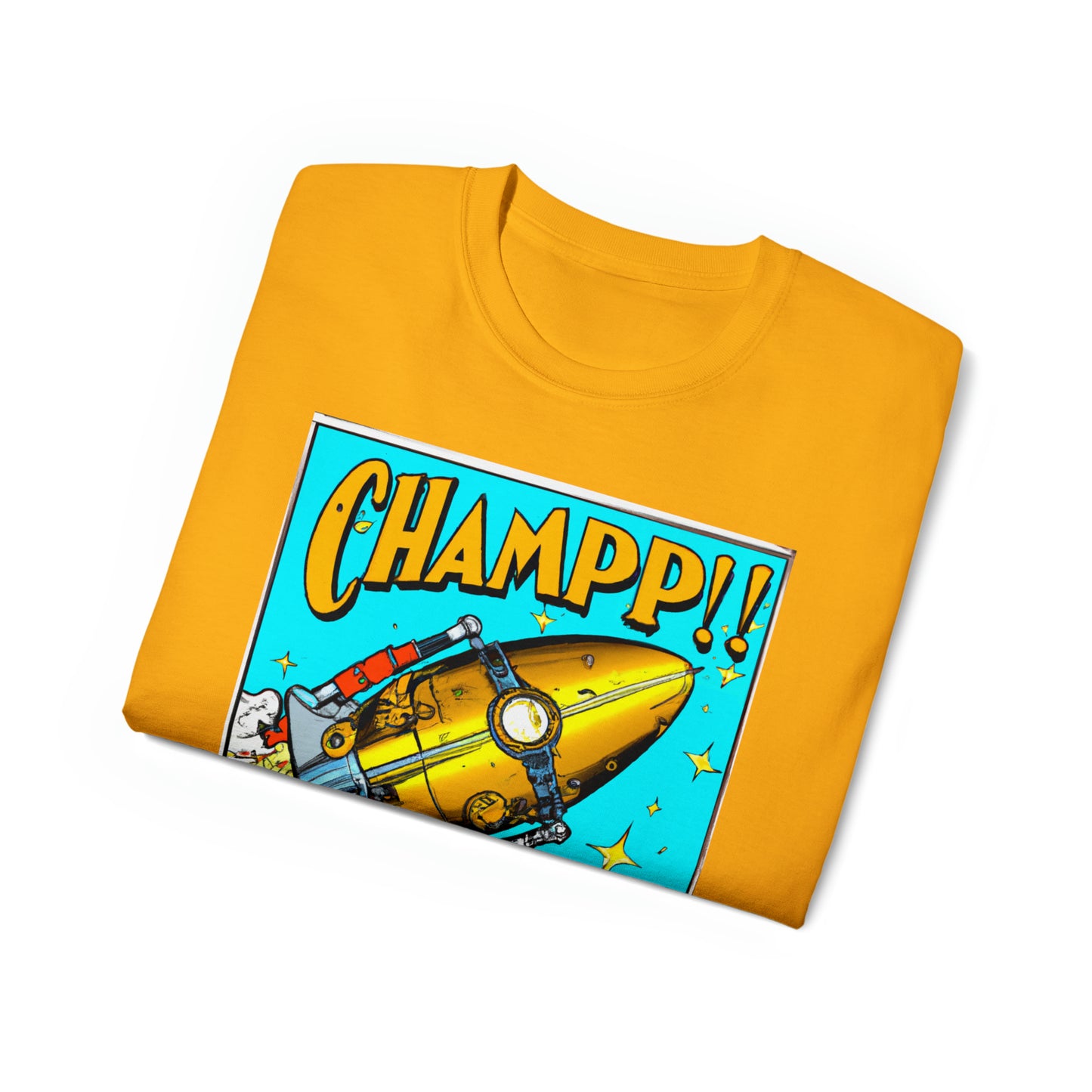 CHAMP Spaceship 10 - 1800's Style Comic Art - AI Art - Gildan Ultra Cotton Tee