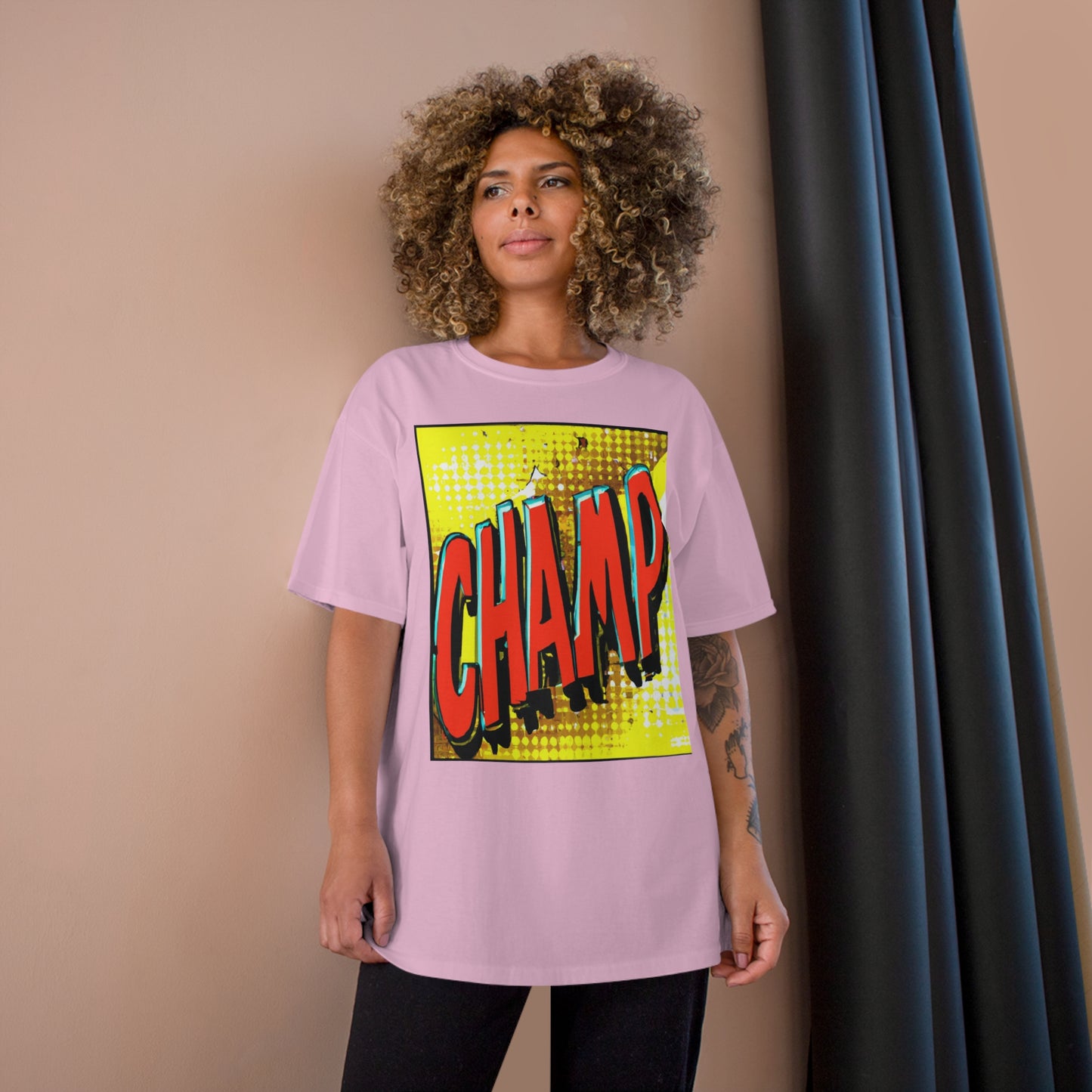 CHAMP Logo 1980's Comic Book Art Style - AI Art - Champion T-Shirt