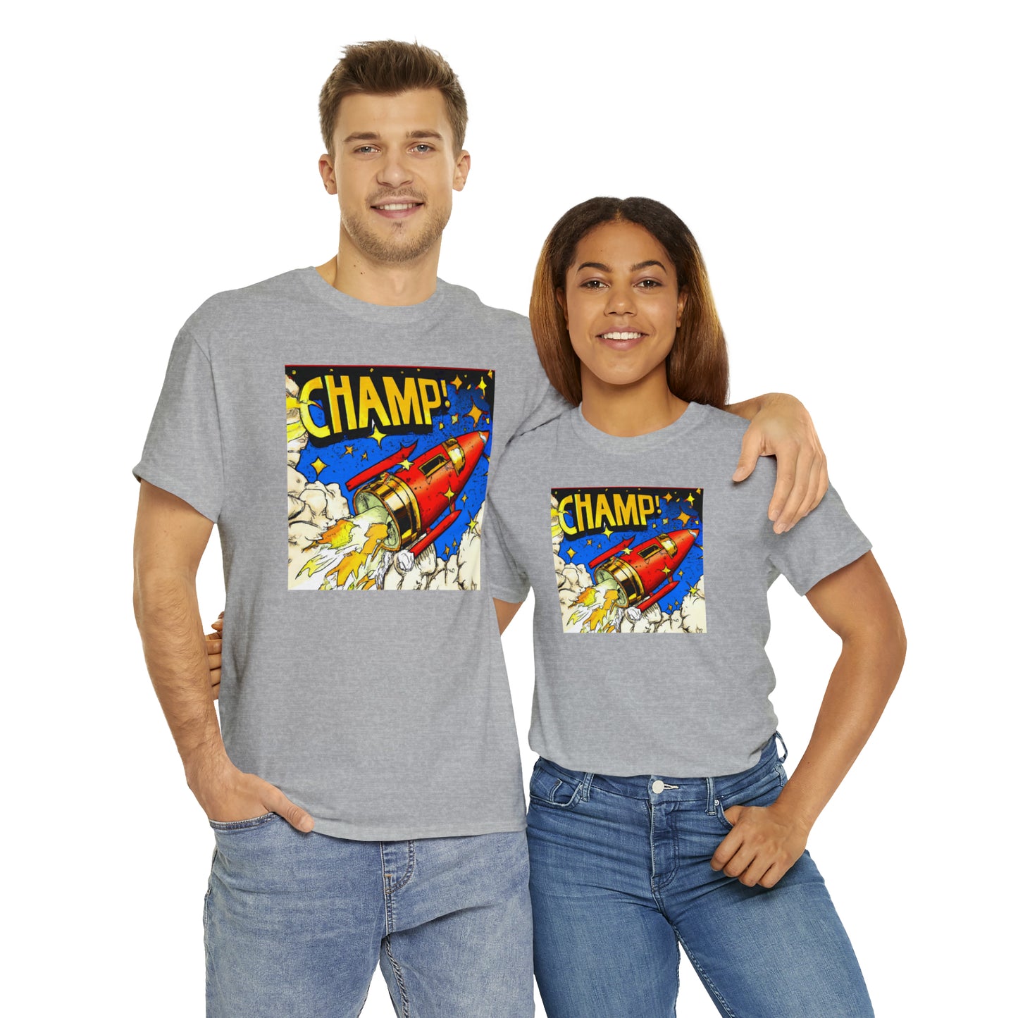 CHAMP! Spaceship 4 - 1700's Comic Style - AI Art - Gildan Heavy Cotton Tee