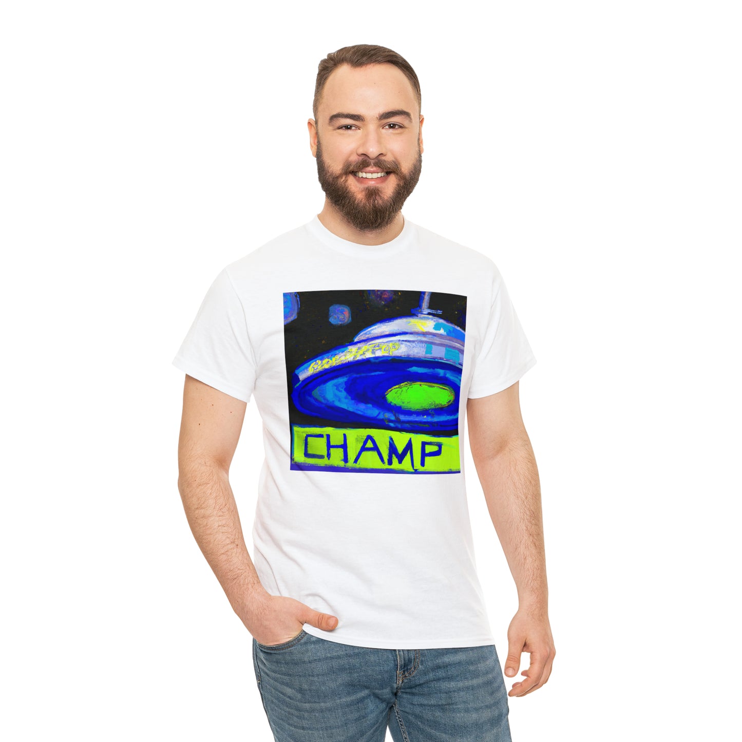 CHAMP UFO 12 - Post-Modern Style - AI Art - Gildan Heavy Cotton Tee