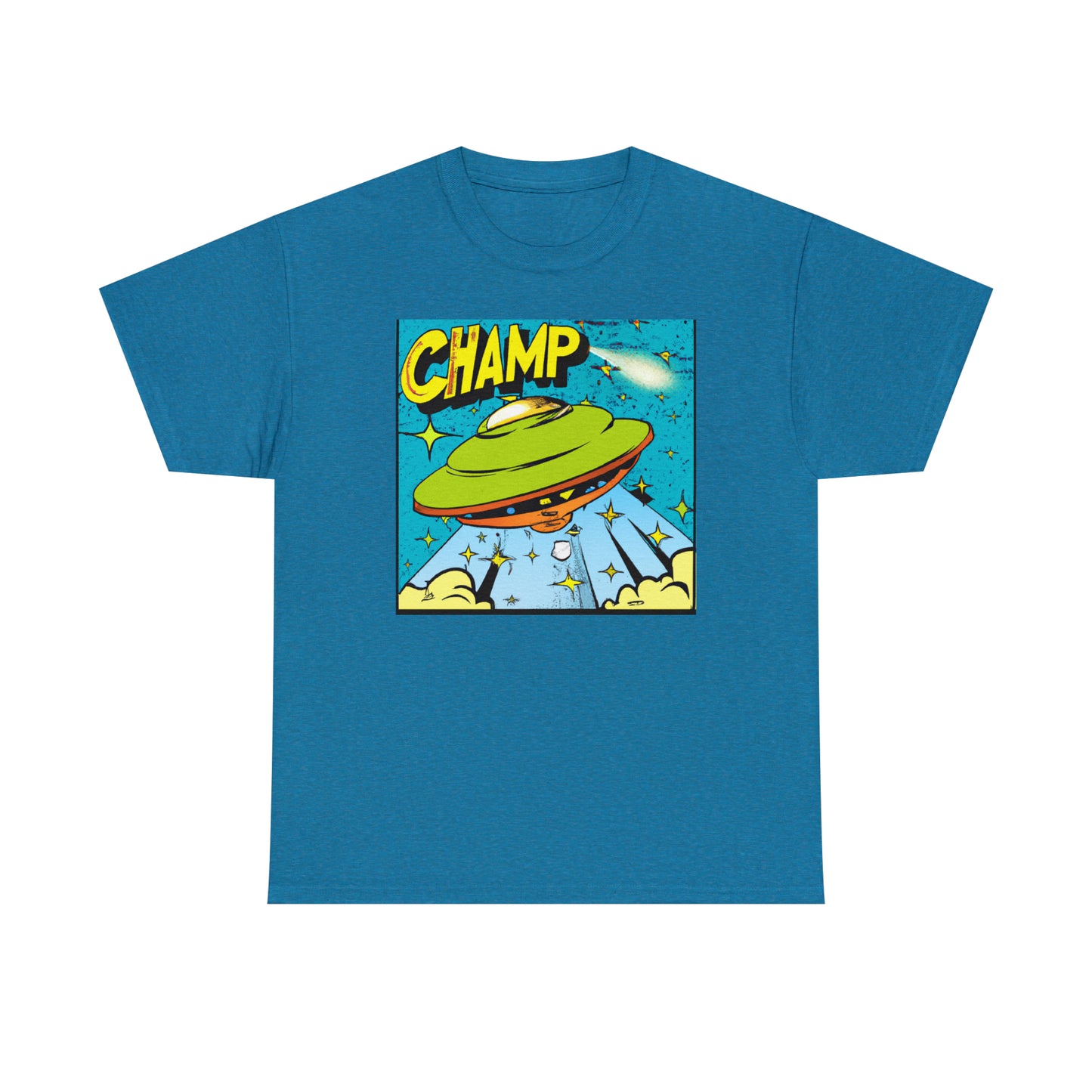 CHAMP UFO 25 - 1970's Style Comic Book Art - AI Art - Gildan Heavy Cotton Tee