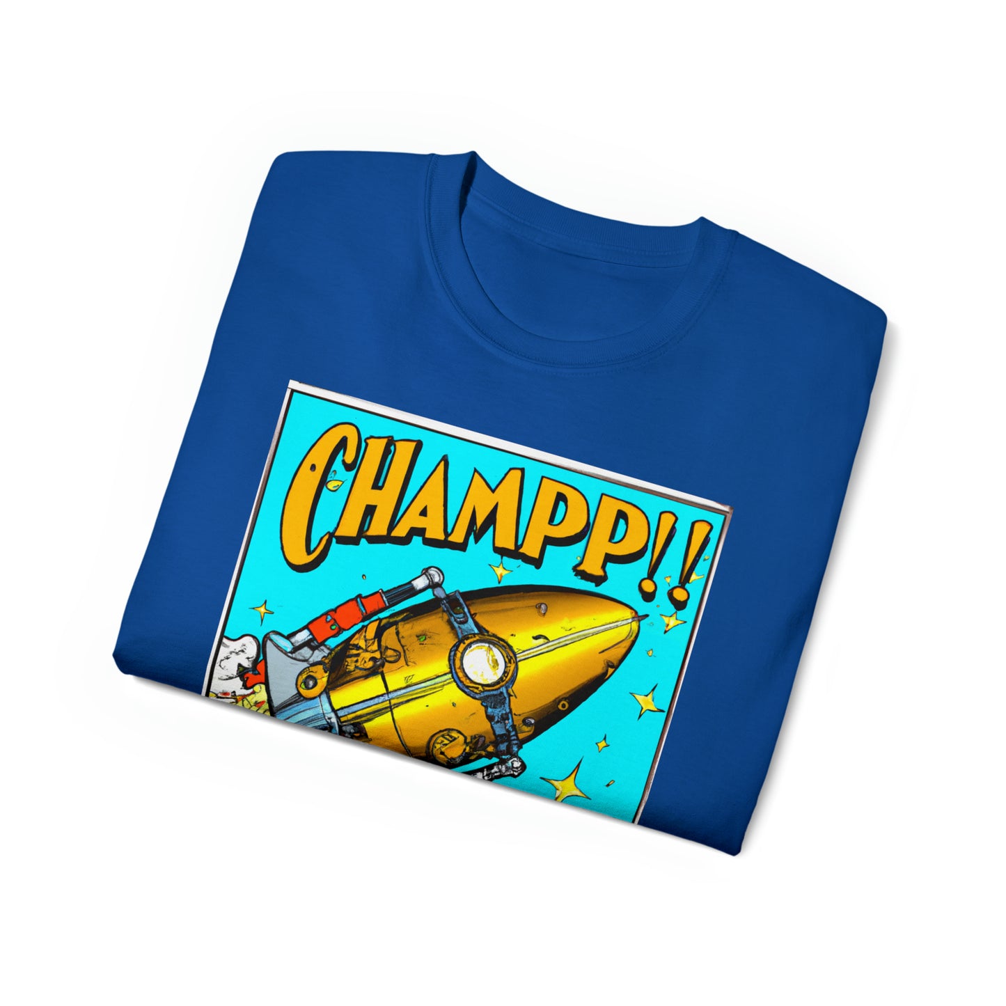 CHAMP Spaceship 10 - 1800's Style Comic Art - AI Art - Gildan Ultra Cotton Tee