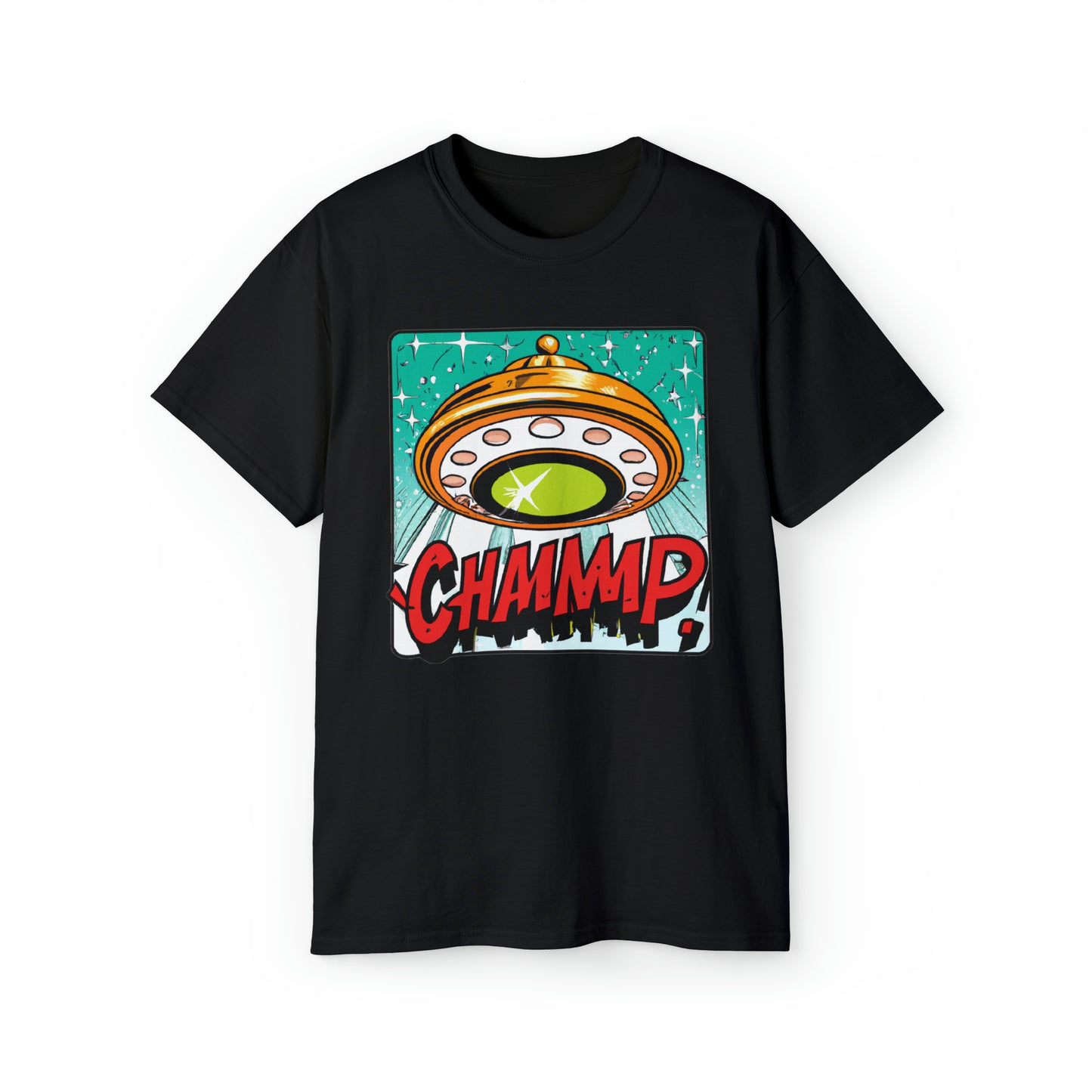 CHAMMMP. UFO 19 - 1950's Style Comic Book Art - AI Art - Gildan Ultra Cotton Tee