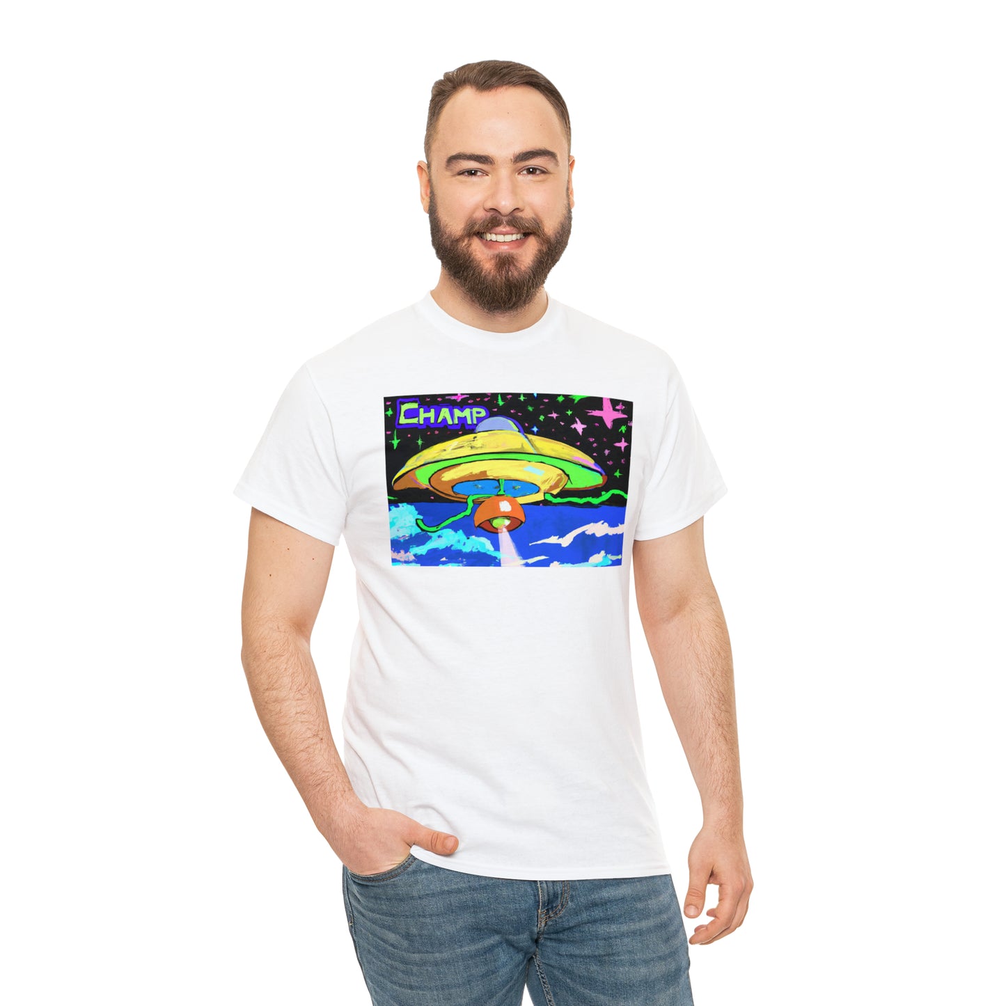 CHAMP UFO 15 - Post-Modern Style - AI Art - Gildan Heavy Cotton Tee