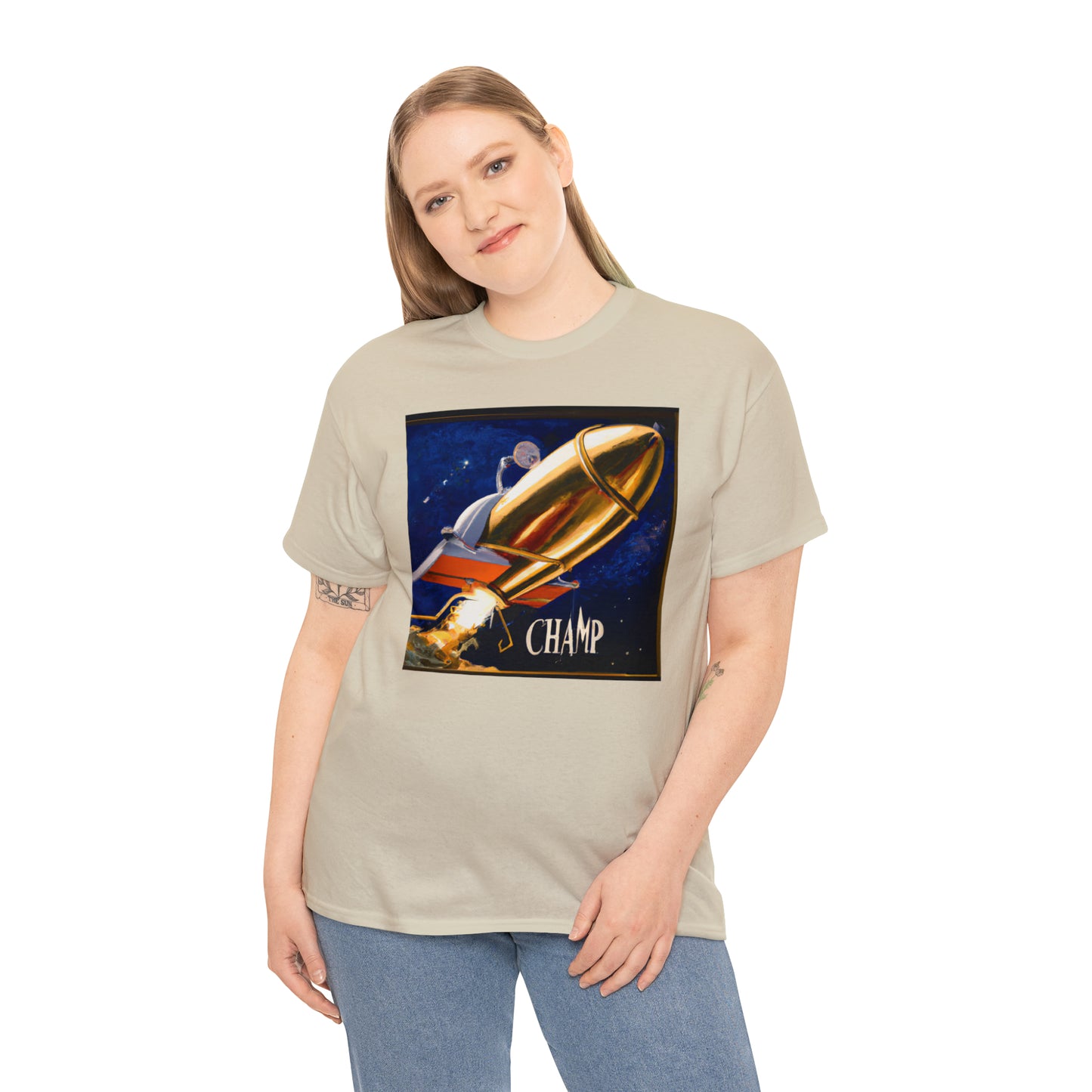 CHAMP Spaceship 9 - Renaissance Style - AI Art - Gildan Heavy Cotton Tee