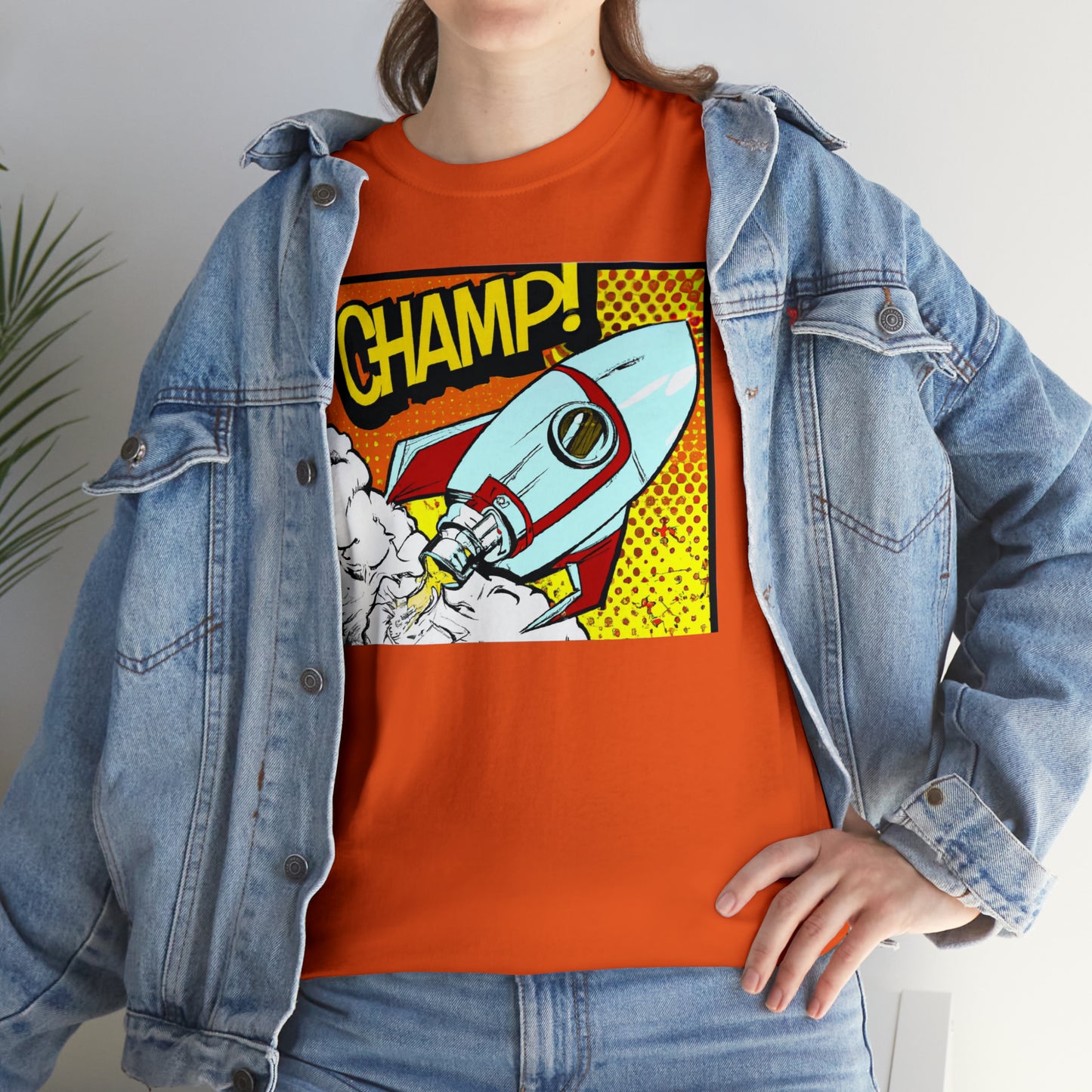 CHAMP! Spaceship 3 - 1950's Comic Book Style - AI Art - Gildan Heavy Cotton Tee