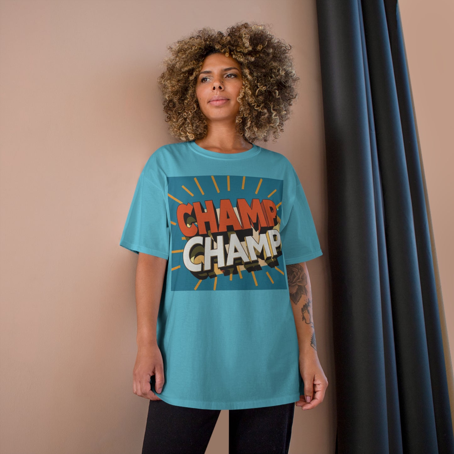 CHAMP-CHAMP Double Champ Logo 1930's Style Cartoon Art - AI Art - Champion T-Shirt