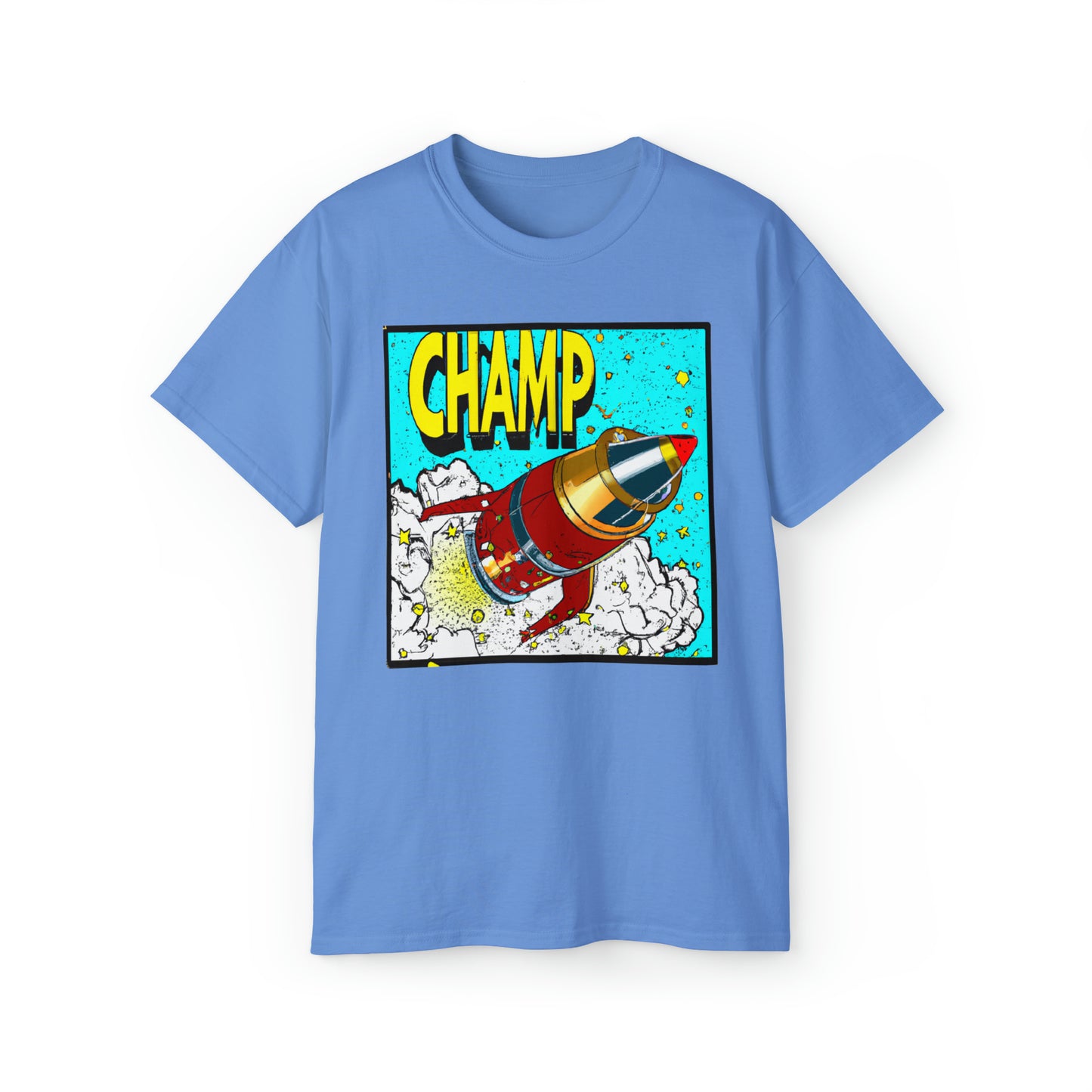 CHAMP Logo Spaceship 5 - 1700's Style Comic Art - AI Art - Gildan Ultra Cotton Tee