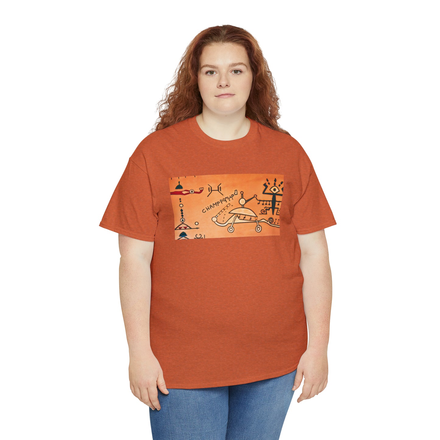 Heiroglyphic Spaceship - AI Art - Gildan Heavy Cotton Tee