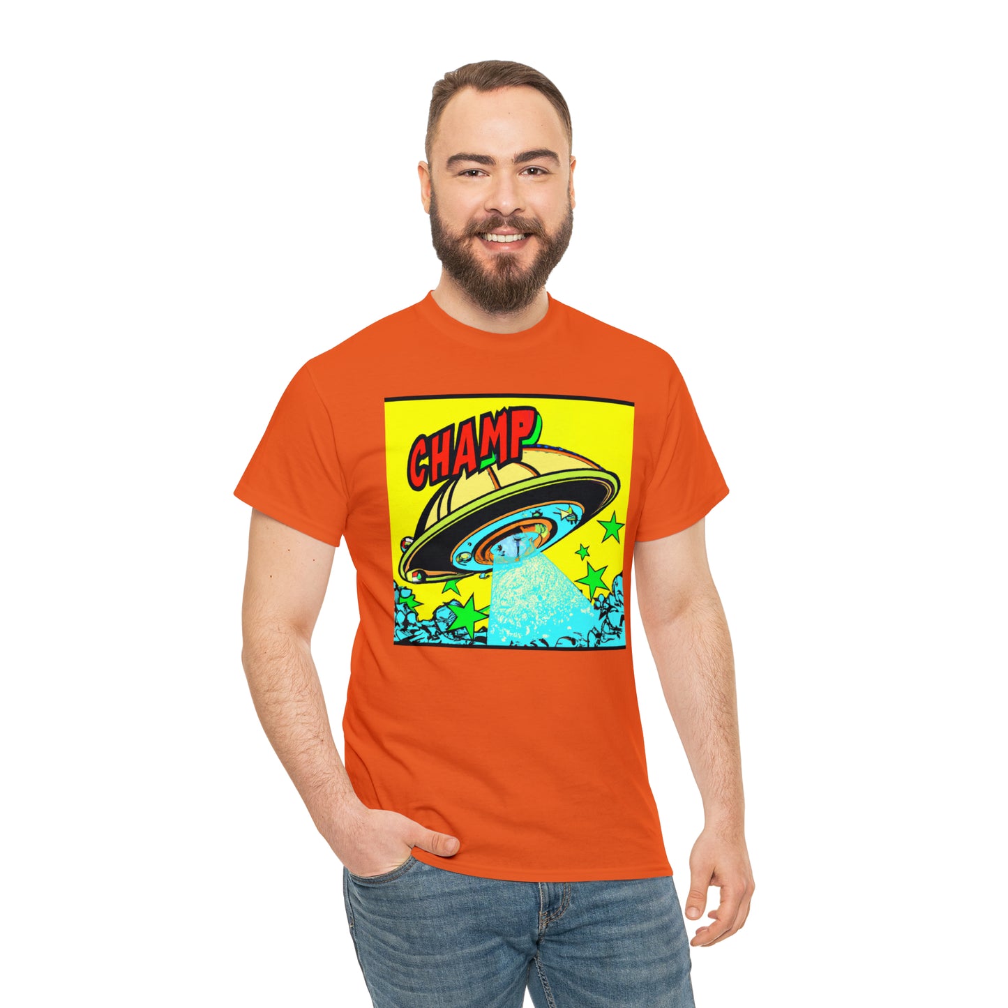 CHAMP UFO 18 - 1600's Style Comic Art - AI Art - Gildan Heavy Cotton Tee