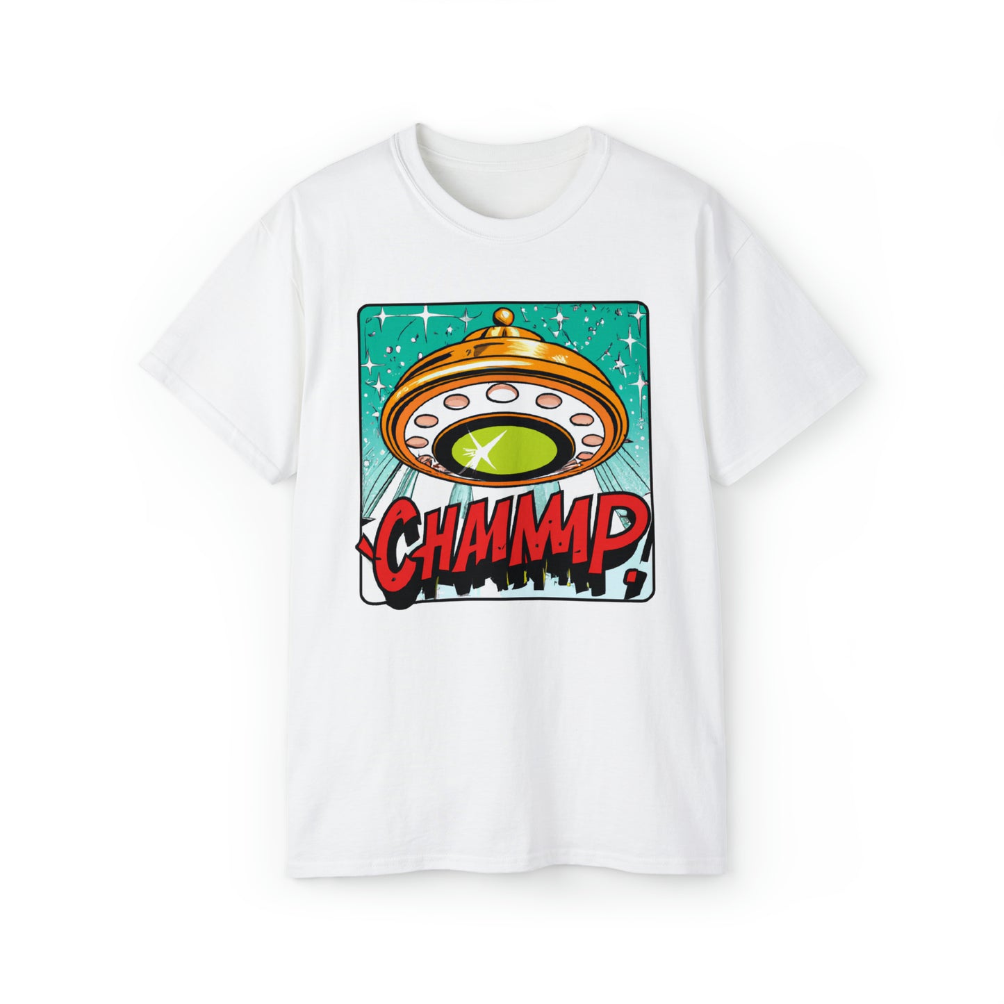 CHAMMMP. UFO 19 - 1950's Style Comic Book Art - AI Art - Gildan Ultra Cotton Tee