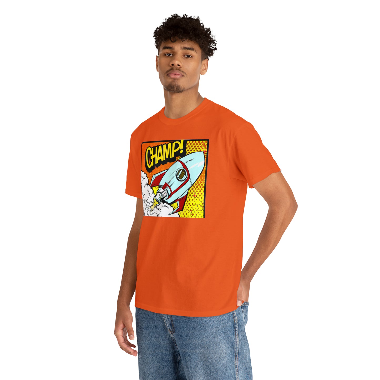 CHAMP! Spaceship 3 - 1950's Comic Book Style - AI Art - Gildan Heavy Cotton Tee