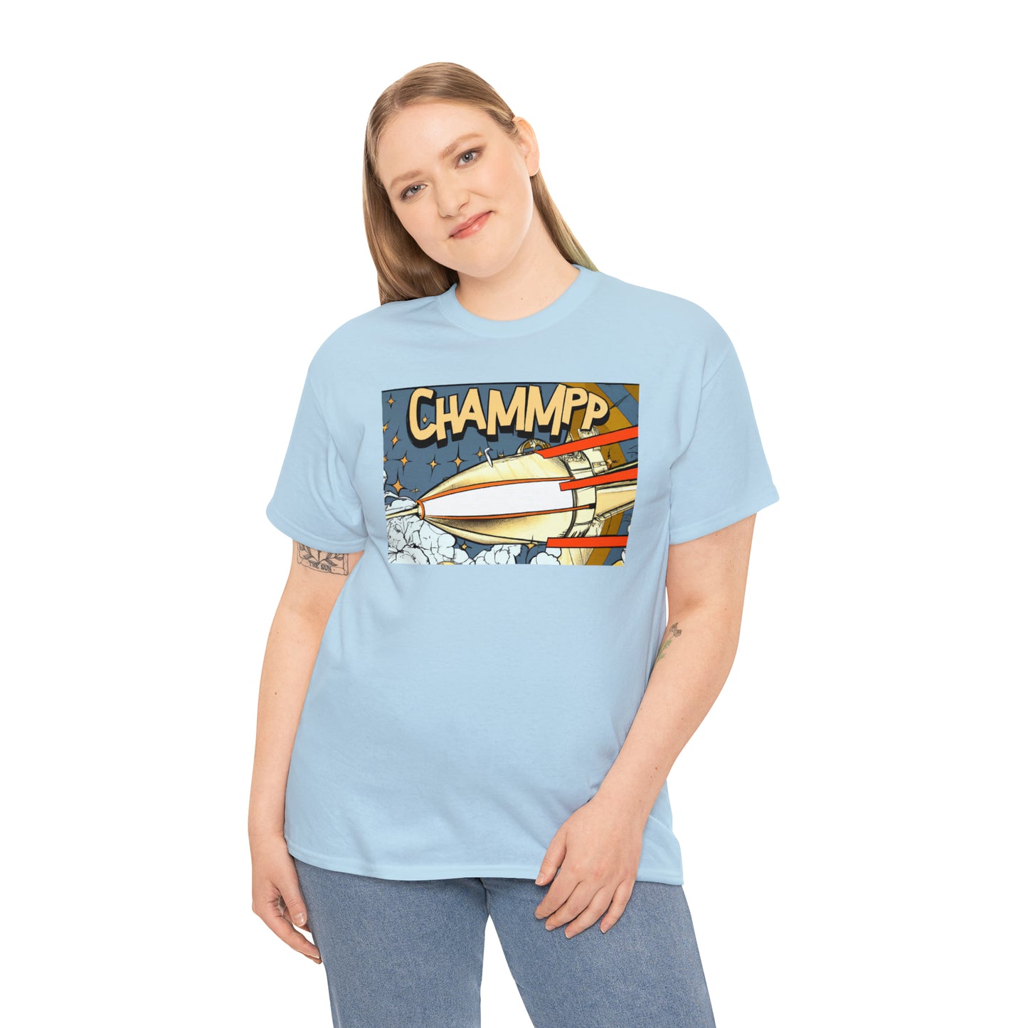 CHAMMPP Spaceship 2 - 1920's Style Comic - AI Art - Gildan Heavy Cotton Tee