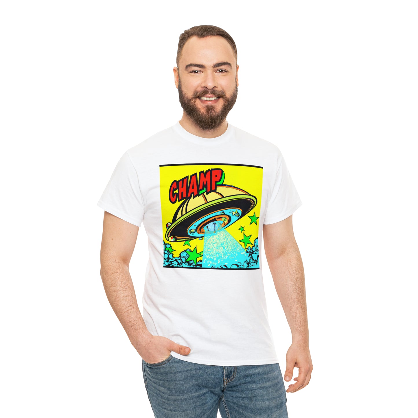 CHAMP UFO 18 - 1600's Style Comic Art - AI Art - Gildan Heavy Cotton Tee