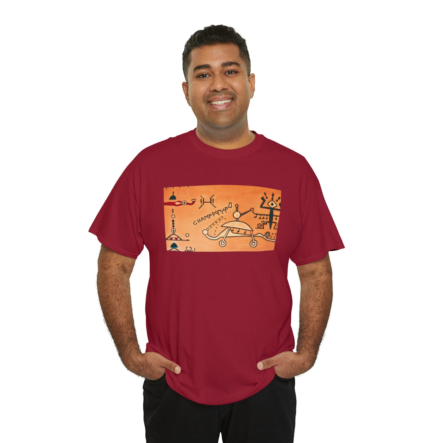 Heiroglyphic Spaceship - AI Art - Gildan Heavy Cotton Tee