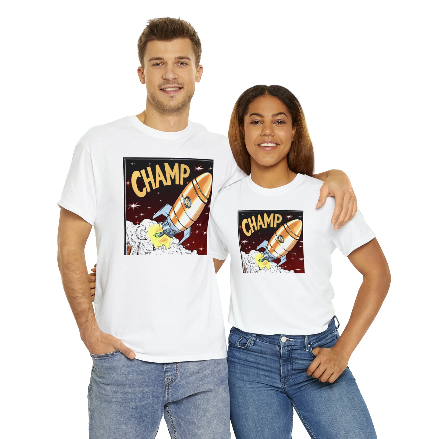 CHAMP Spaceship 12 - 1800's Style Comic Art - AI Art - Gildan Heavy Cotton Tee