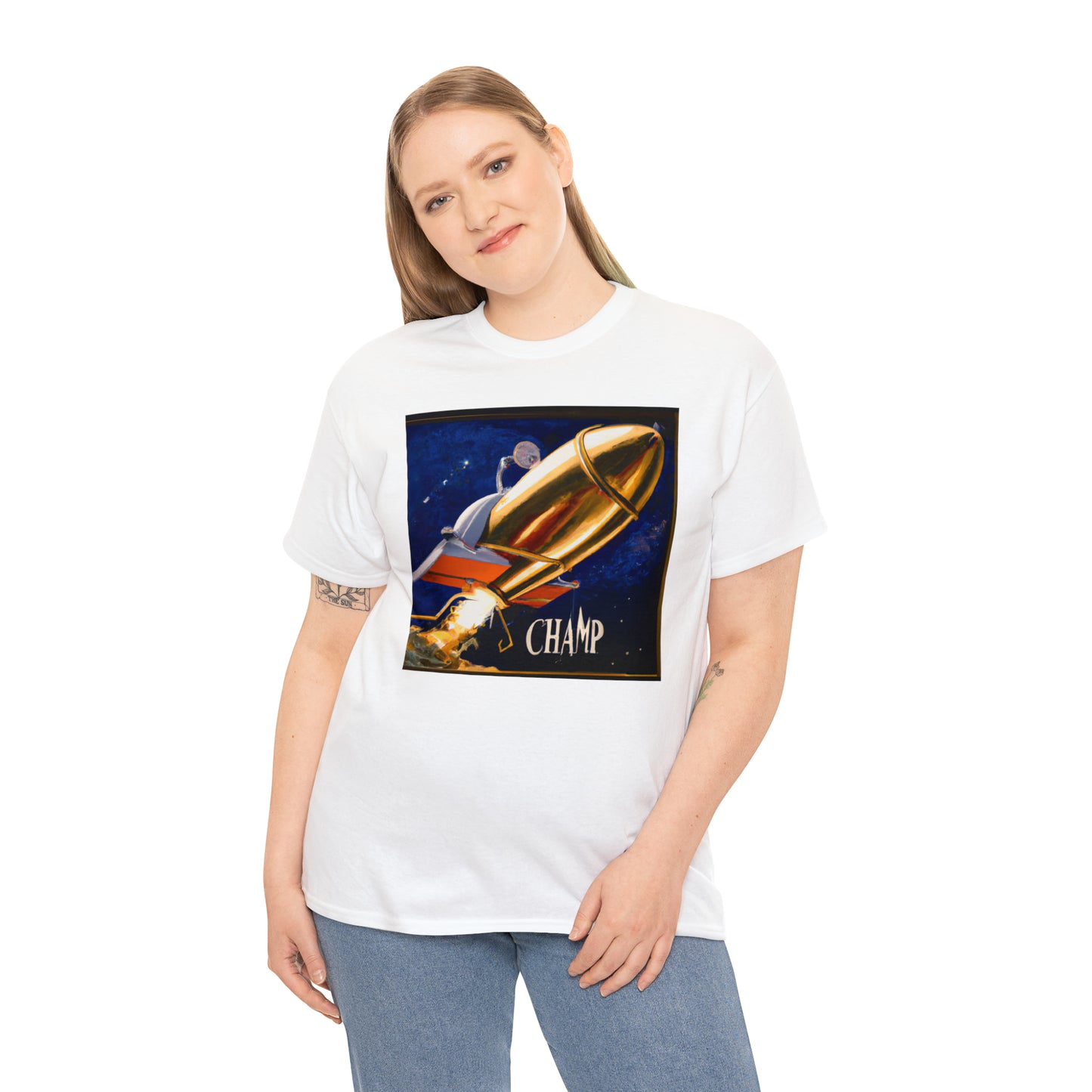 CHAMP Spaceship 9 - Renaissance Style - AI Art - Gildan Heavy Cotton Tee