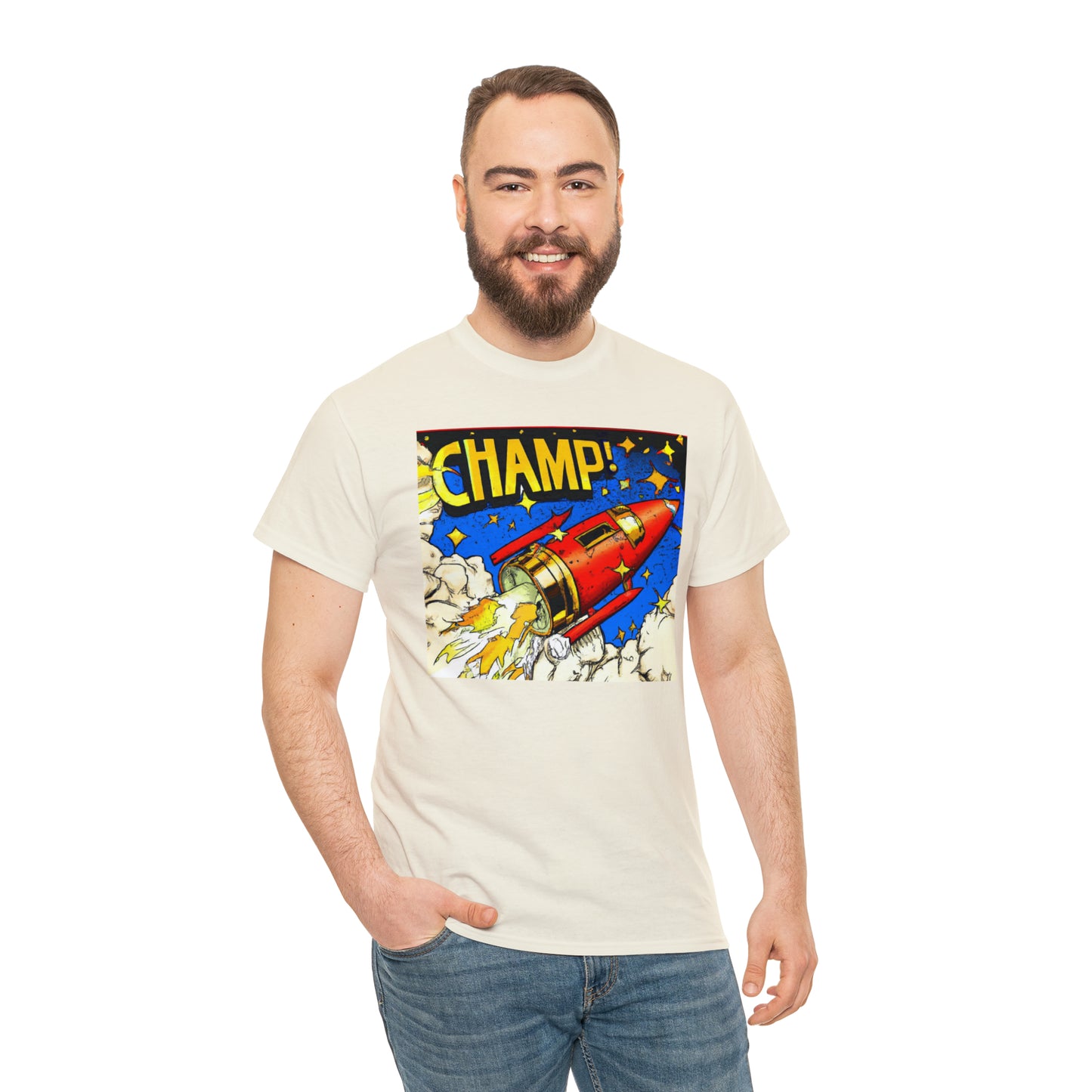 CHAMP! Spaceship 4 - 1700's Comic Style - AI Art - Gildan Heavy Cotton Tee