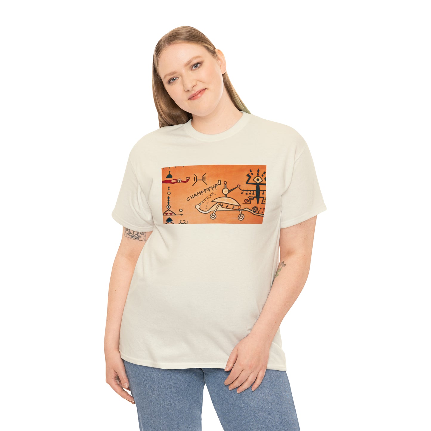 Heiroglyphic Spaceship - AI Art - Gildan Heavy Cotton Tee