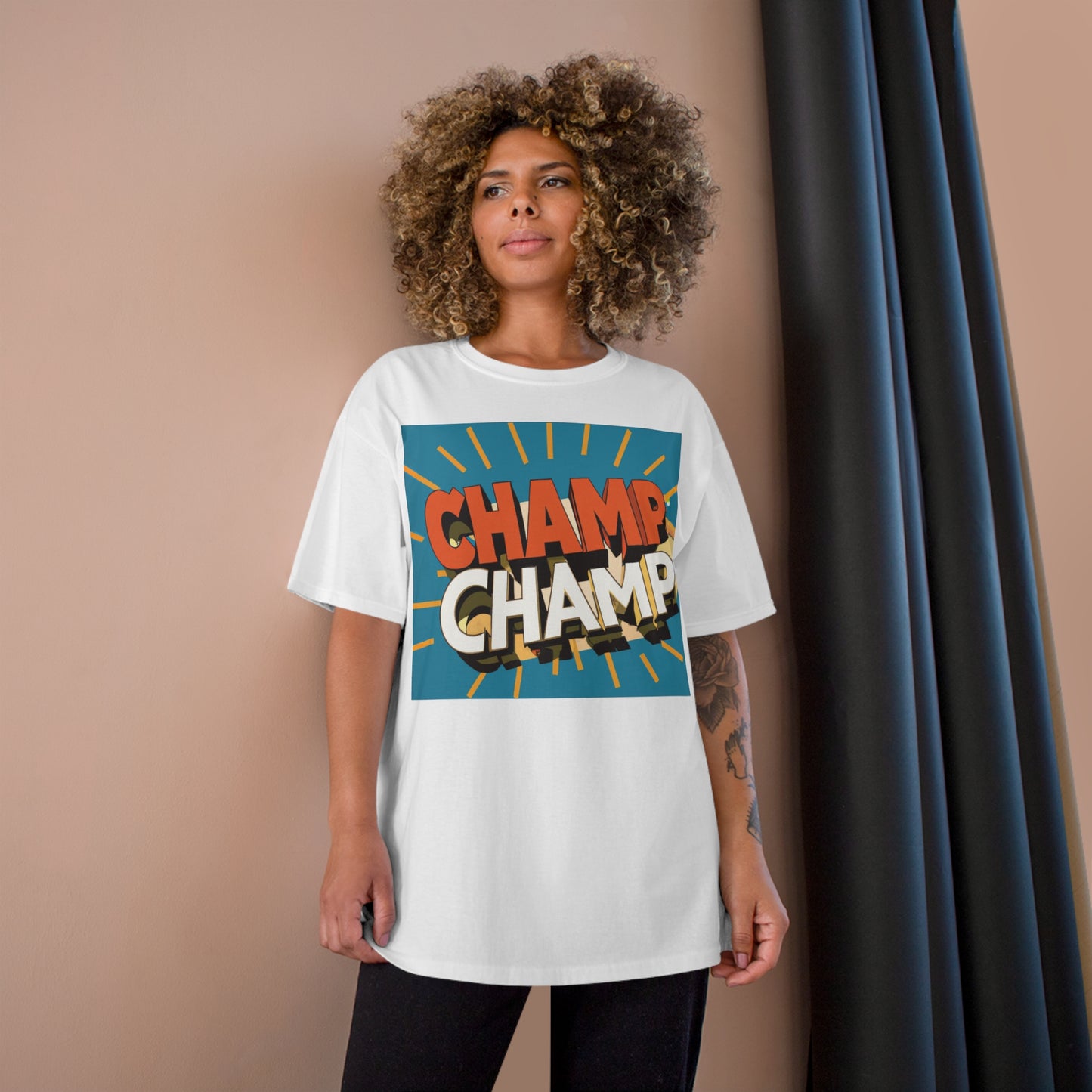 CHAMP-CHAMP Double Champ Logo 1930's Style Cartoon Art - AI Art - Champion T-Shirt