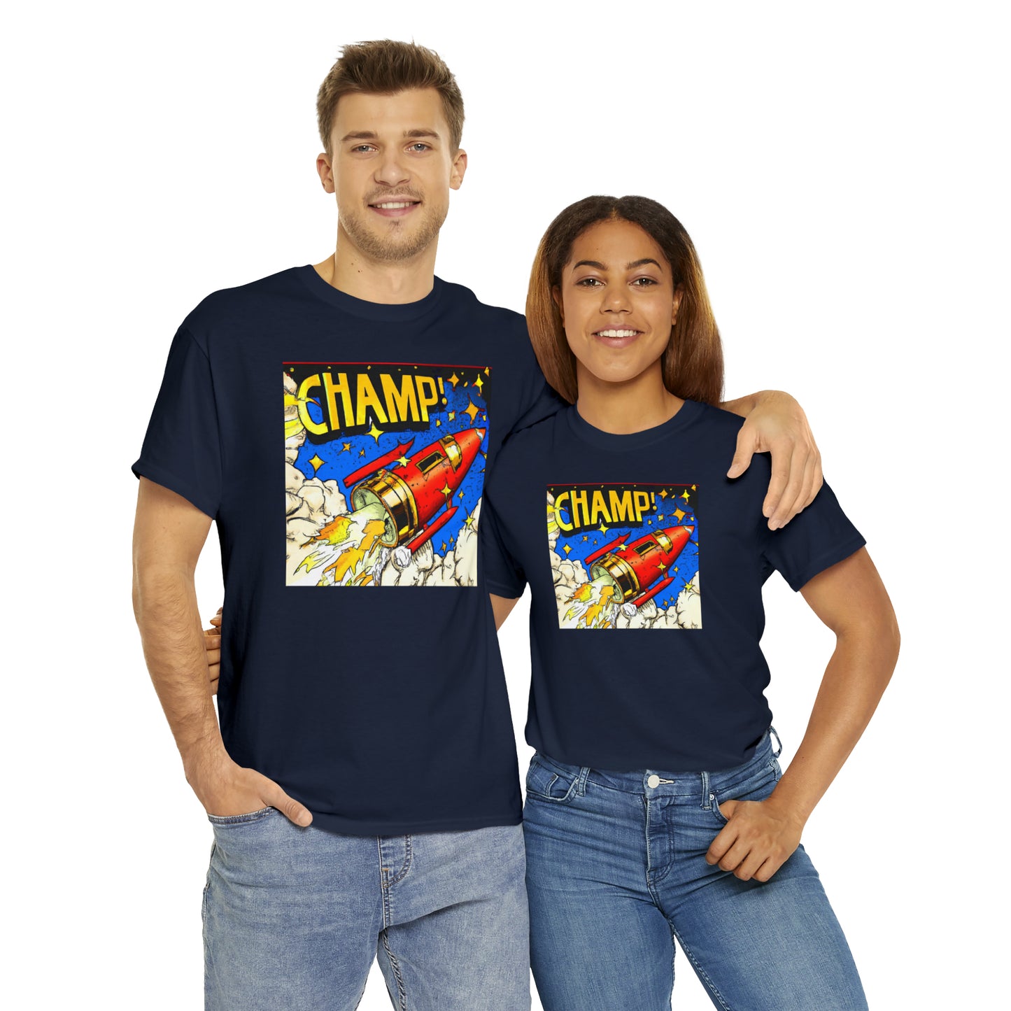 CHAMP! Spaceship 4 - 1700's Comic Style - AI Art - Gildan Heavy Cotton Tee