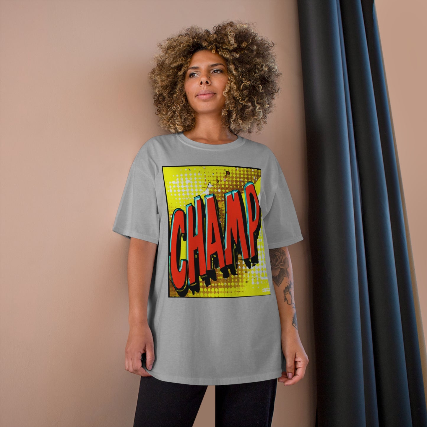 CHAMP Logo 1980's Comic Book Art Style - AI Art - Champion T-Shirt