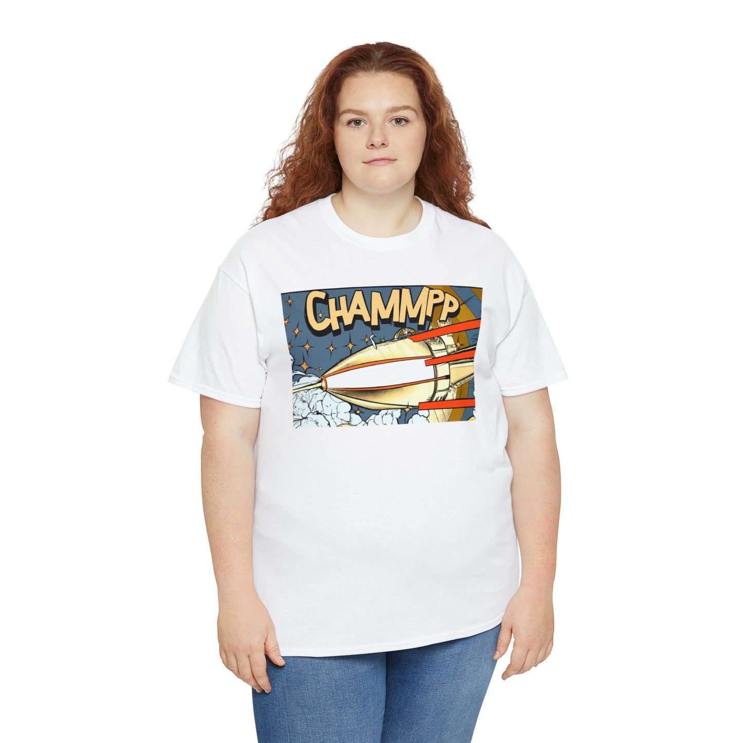 CHAMMPP Spaceship 2 - 1920's Style Comic - AI Art - Gildan Heavy Cotton Tee