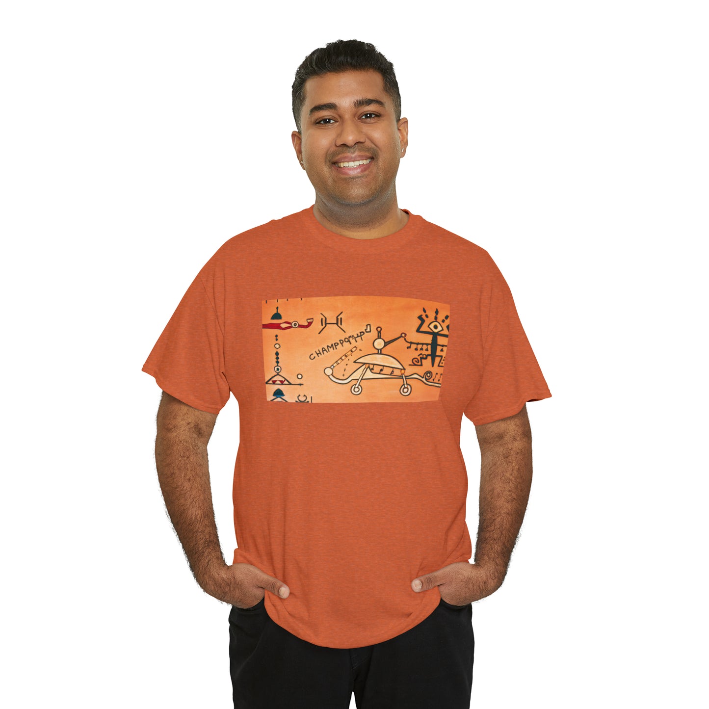 Heiroglyphic Spaceship - AI Art - Gildan Heavy Cotton Tee