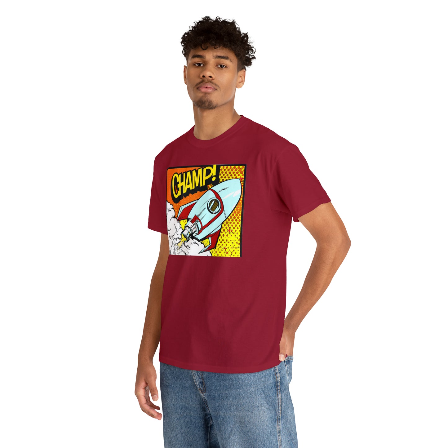 CHAMP! Spaceship 3 - 1950's Comic Book Style - AI Art - Gildan Heavy Cotton Tee