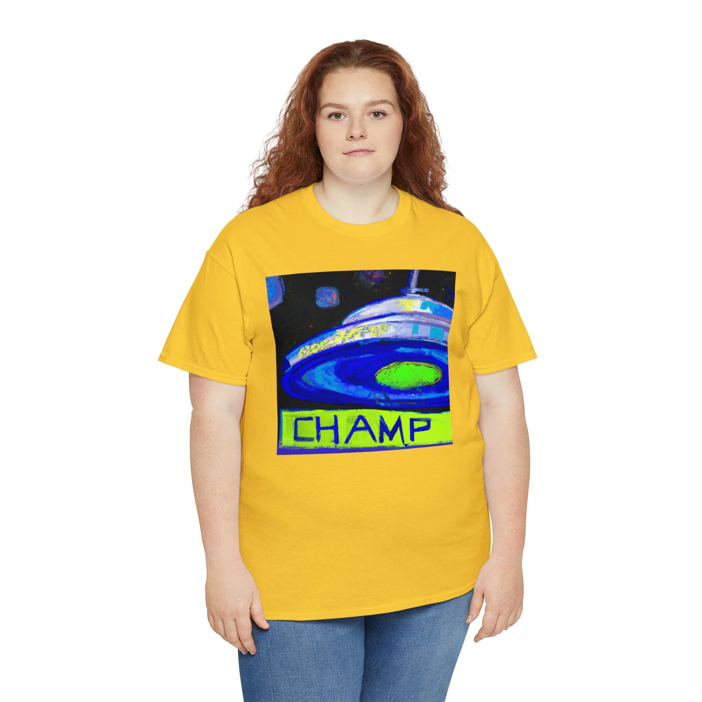 CHAMP UFO 12 - Post-Modern Style - AI Art - Gildan Heavy Cotton Tee