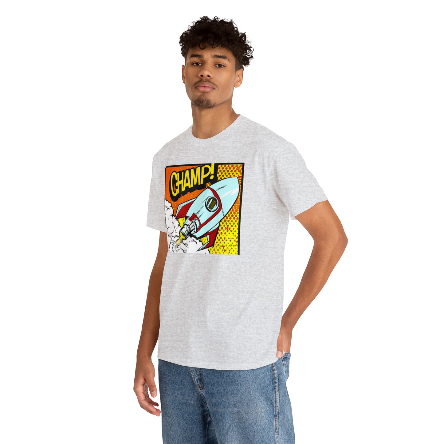 CHAMP! Spaceship 3 - 1950's Comic Book Style - AI Art - Gildan Heavy Cotton Tee