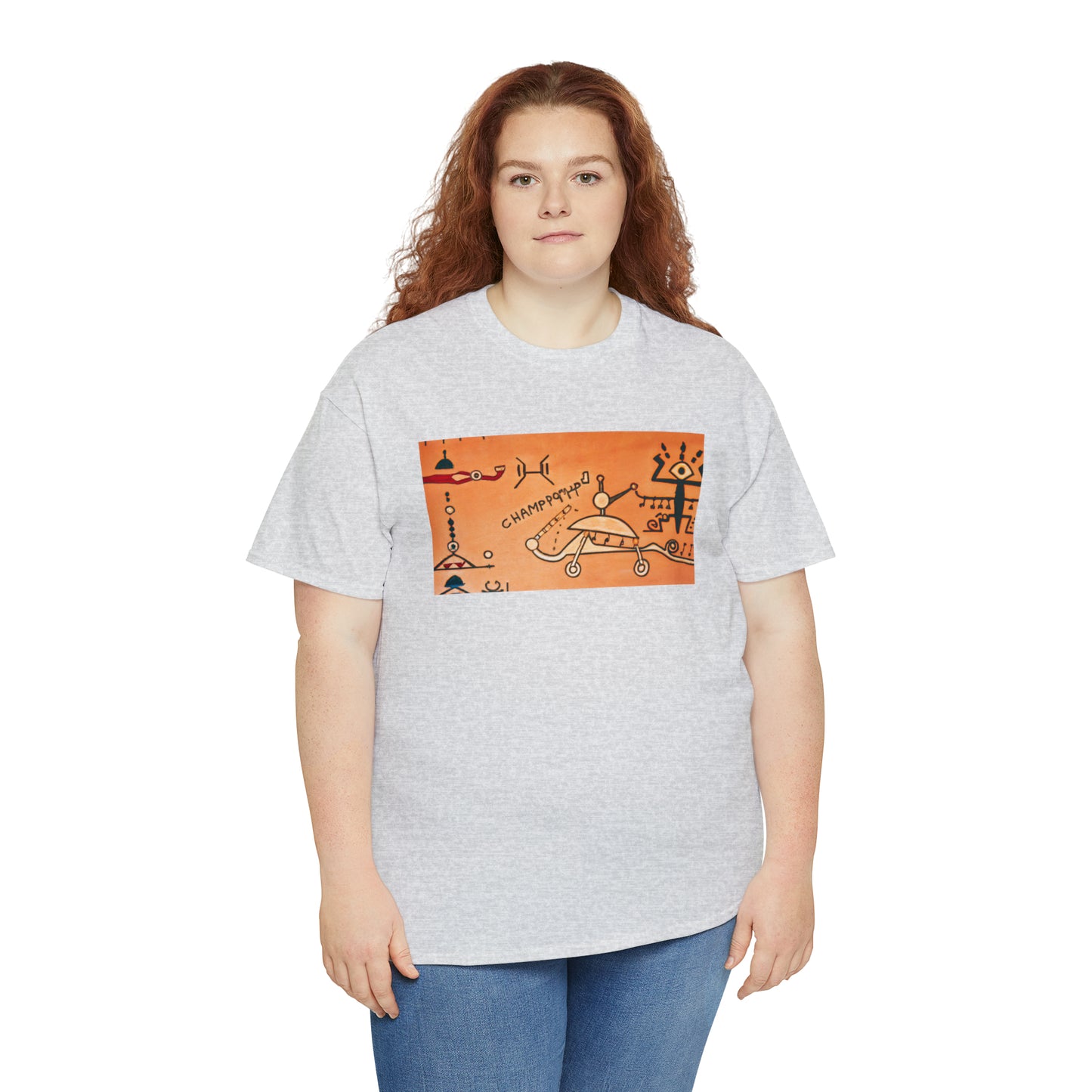 Heiroglyphic Spaceship - AI Art - Gildan Heavy Cotton Tee