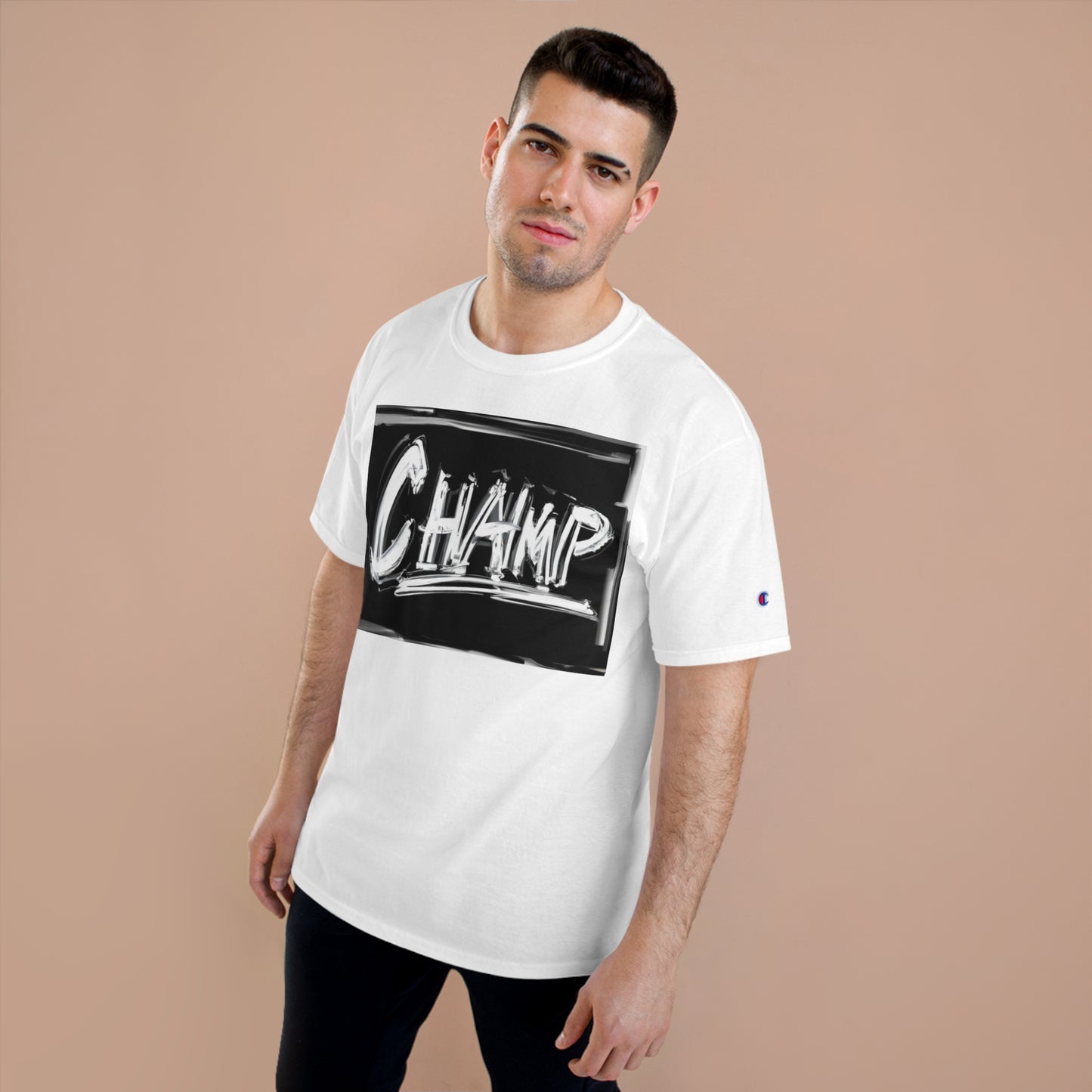 CHAMP Logo B&W Fingerpaint Style - AI Art - Champion T-Shirt