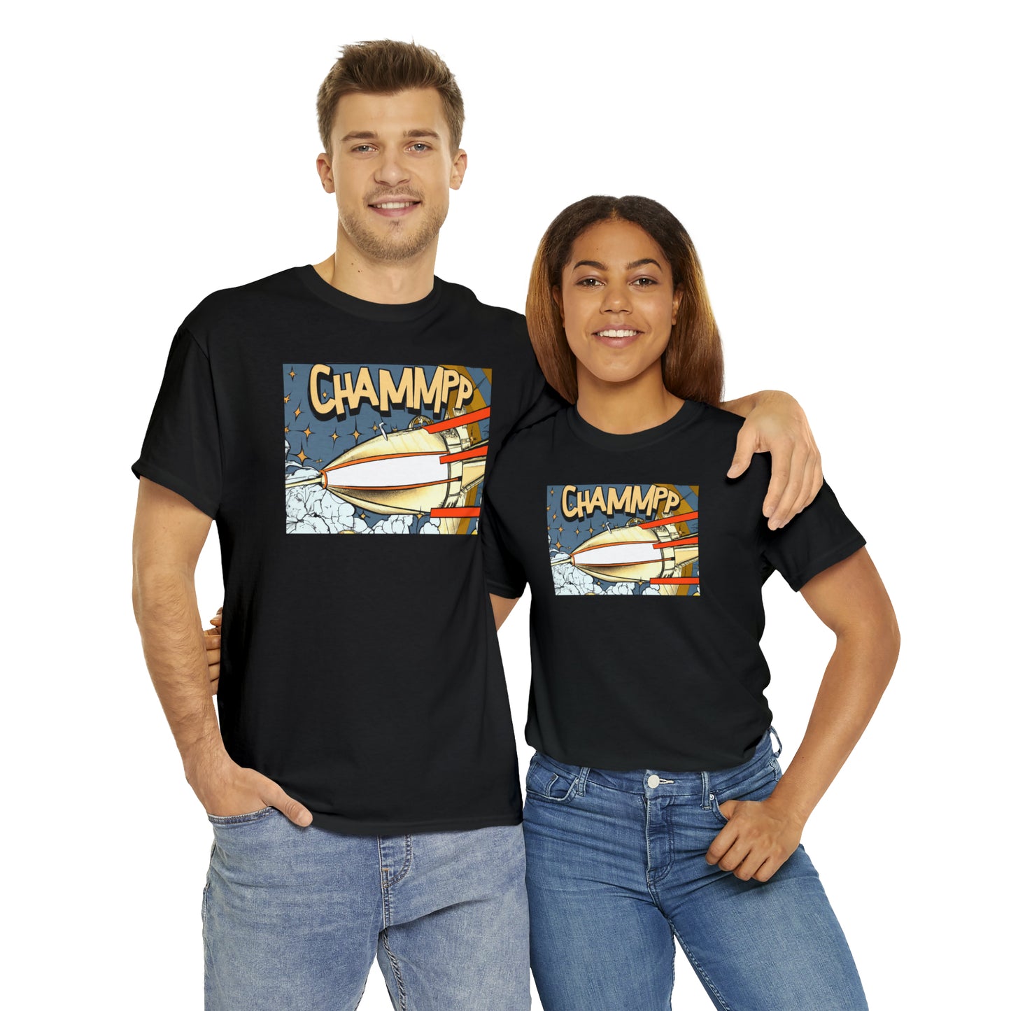 CHAMMPP Spaceship 2 - 1920's Style Comic - AI Art - Gildan Heavy Cotton Tee