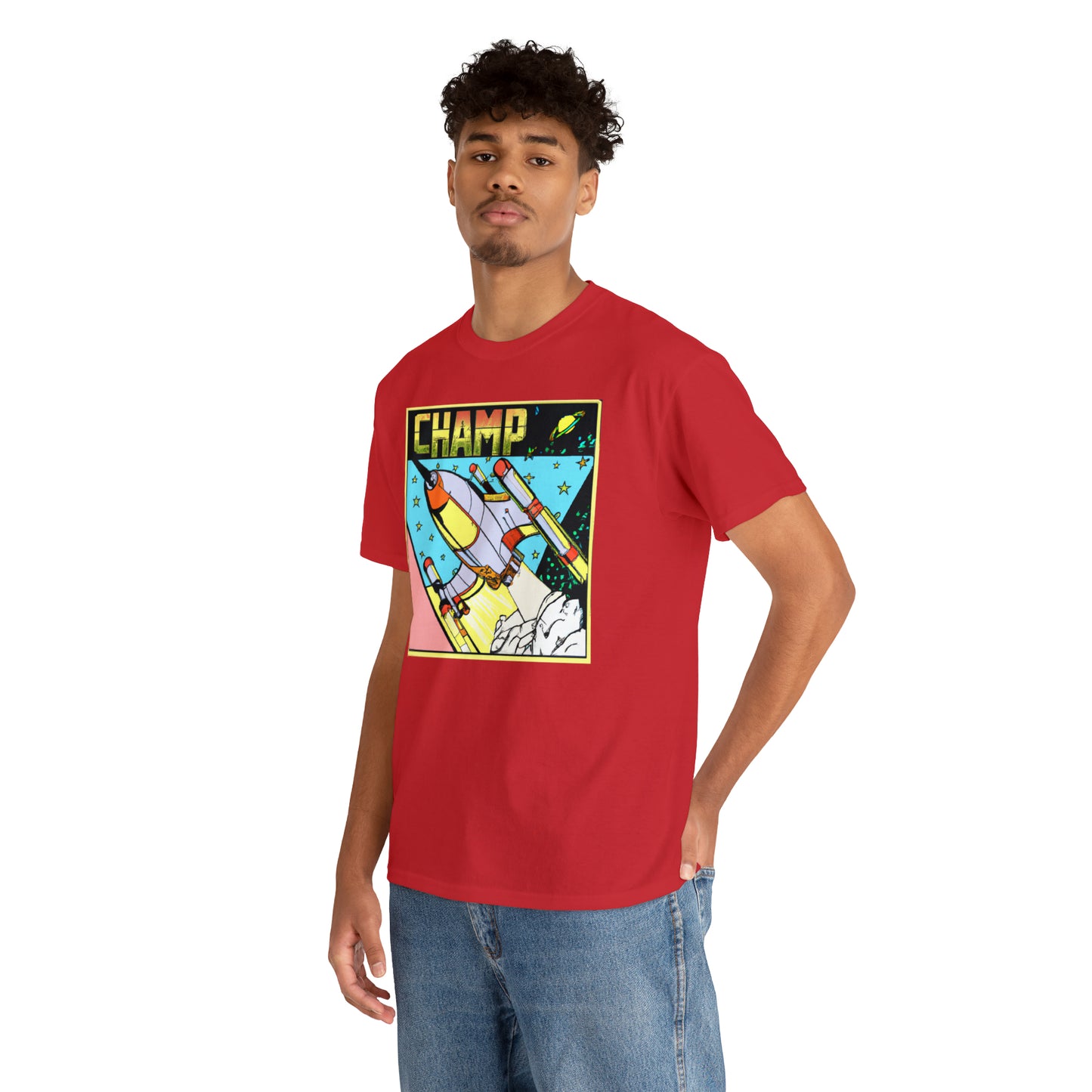 CHAMP Logo Spaceship 1 - 1980's Comic Book Style - AI Art - Gildan Heavy Cotton Tee