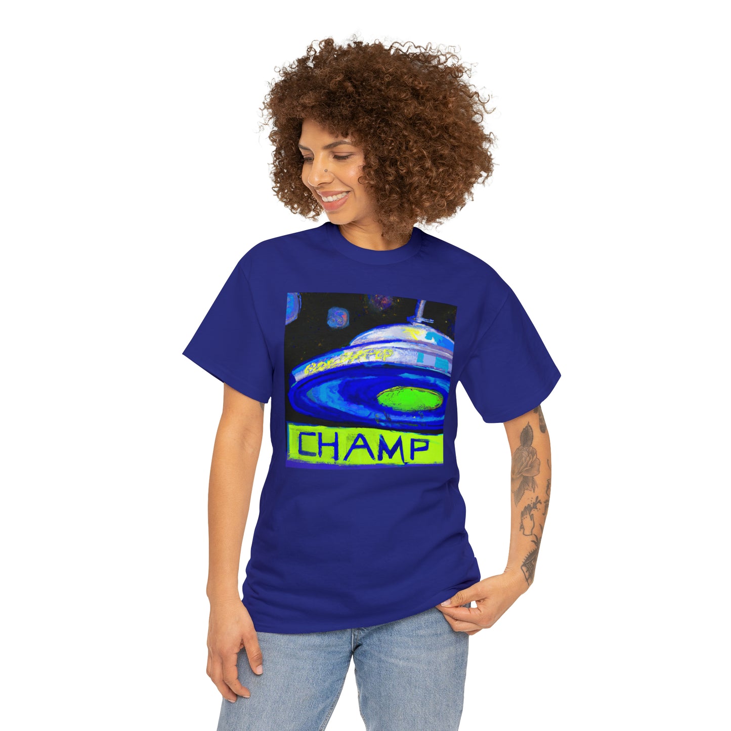 CHAMP UFO 12 - Post-Modern Style - AI Art - Gildan Heavy Cotton Tee